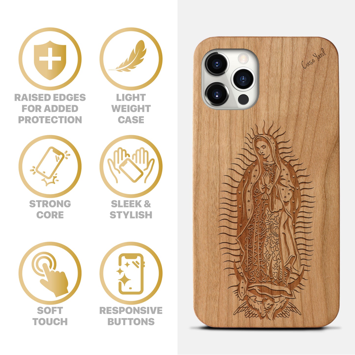 Virgin Mary Wooden Laser Engraved Phone Case for iPhone