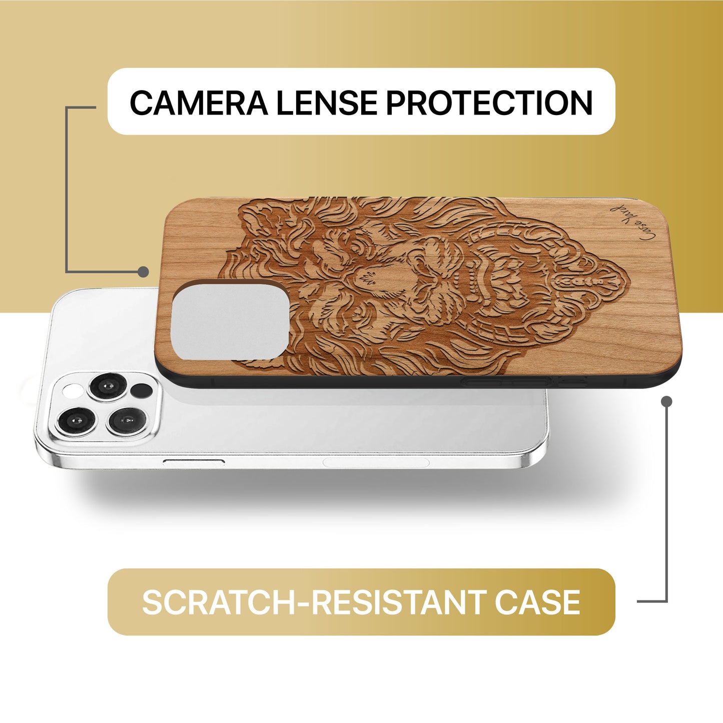 Victorian Lion Wooden Laser Engraved Phone Case for iPhone