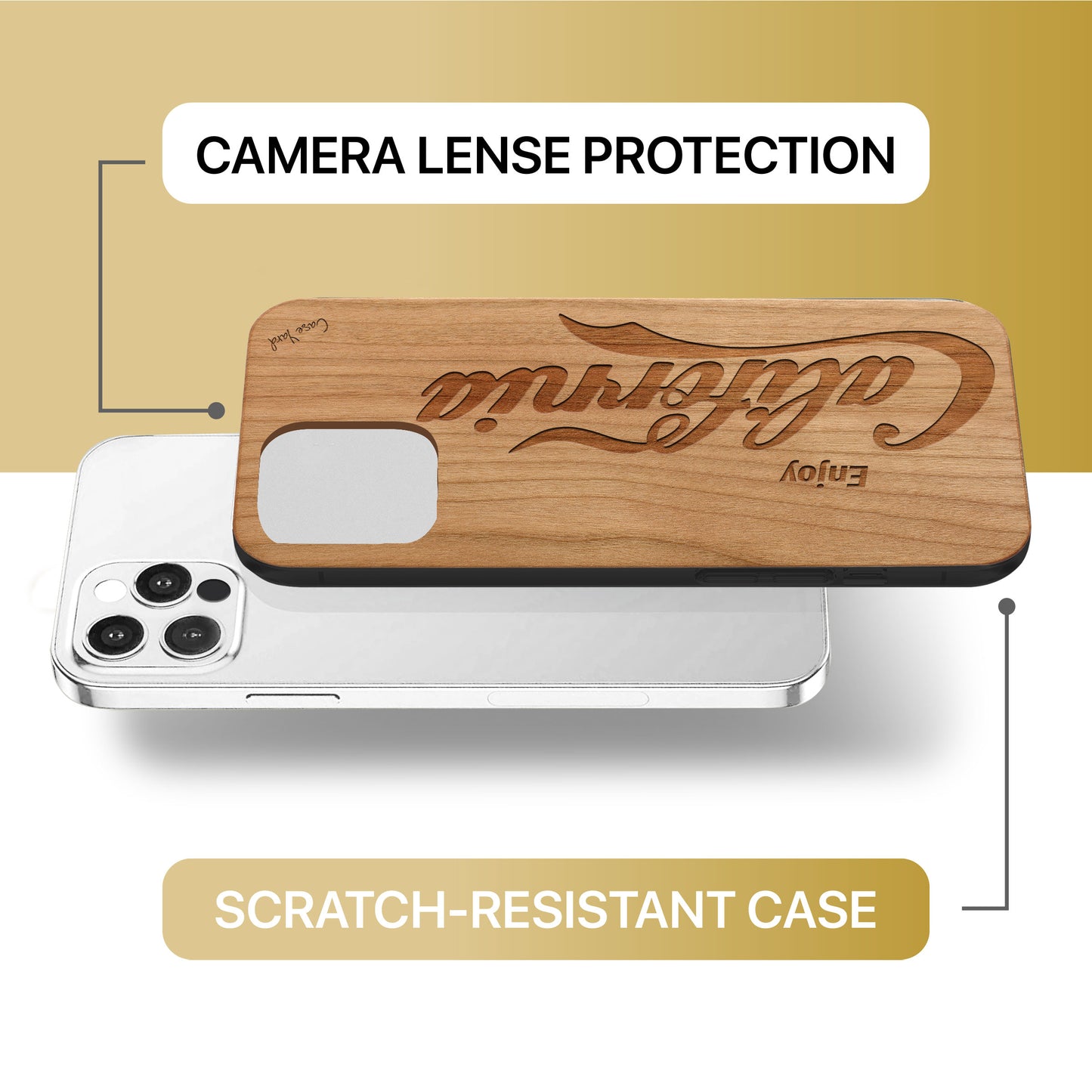 Enjoy California Wooden Laser Engraved Phone Case for iPhone