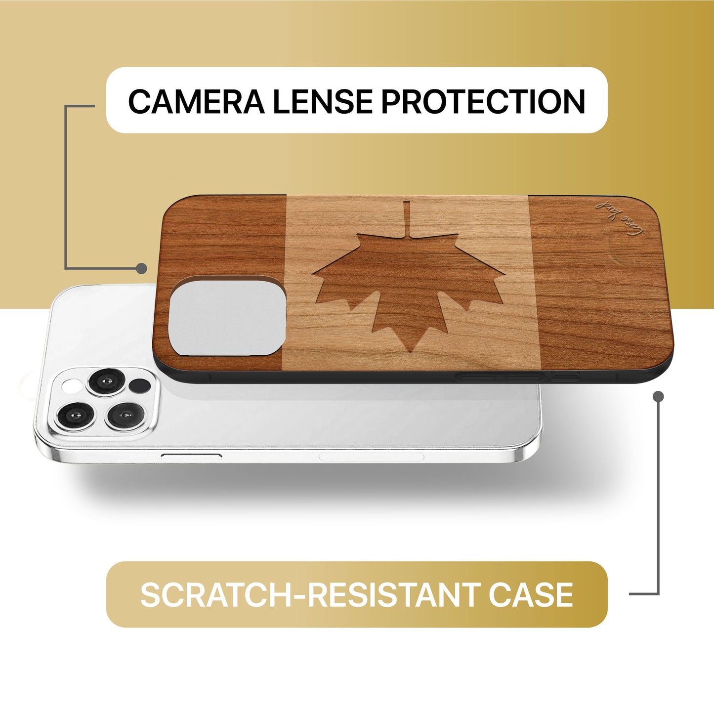 Canada Flag Wooden Laser Engraved Phone Case for iPhone & Samsung Phones