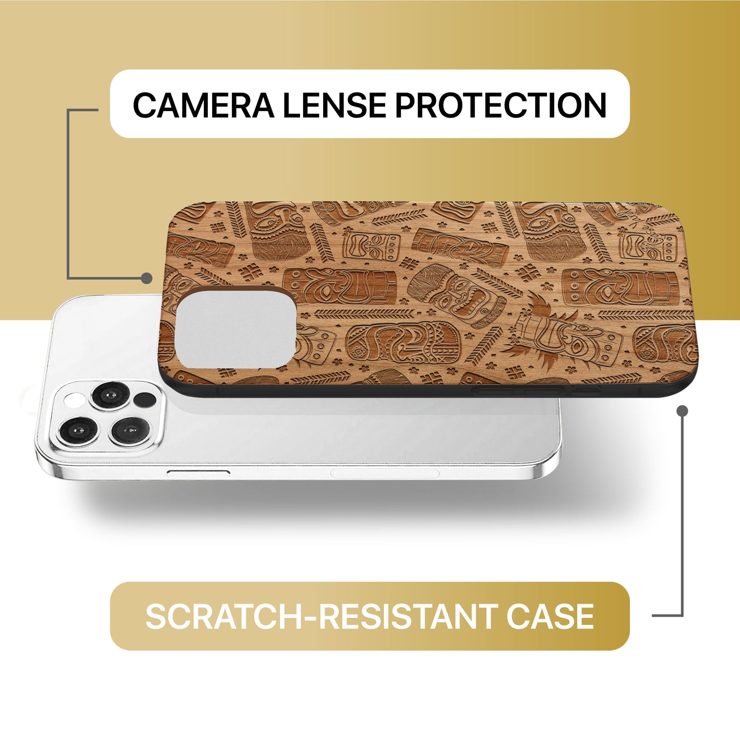 Mask Wooden Laser Engraved Phone Case for iPhone