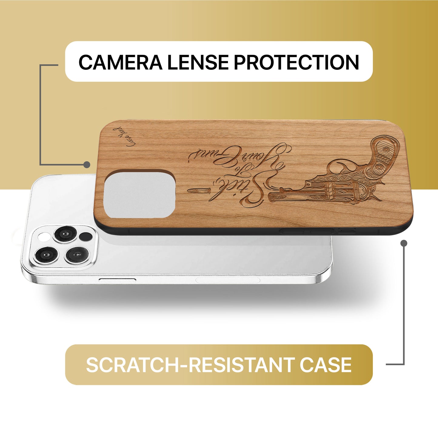 Stick to Your Guns Wooden Laser Engraved Phone Case for iPhone