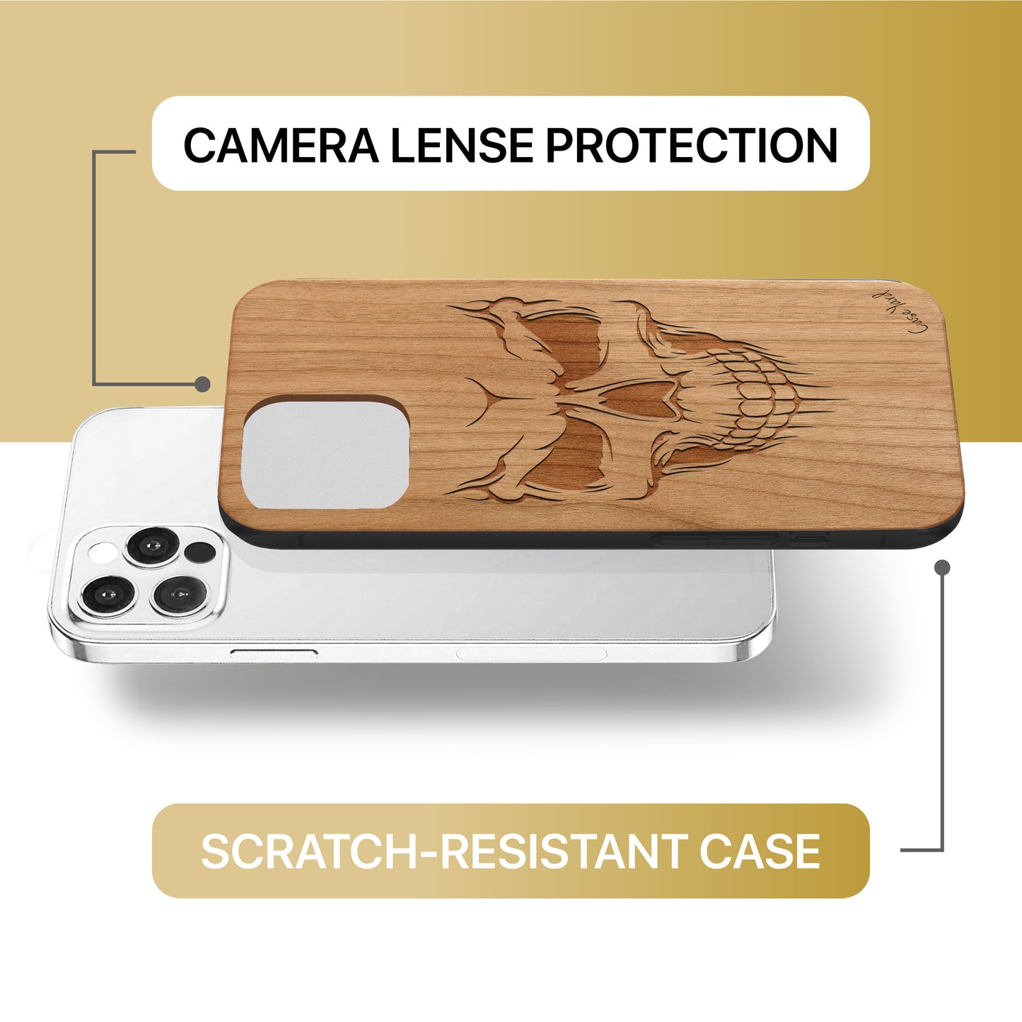 Scary Skull Wooden Laser Engraved Phone Case for iPhone