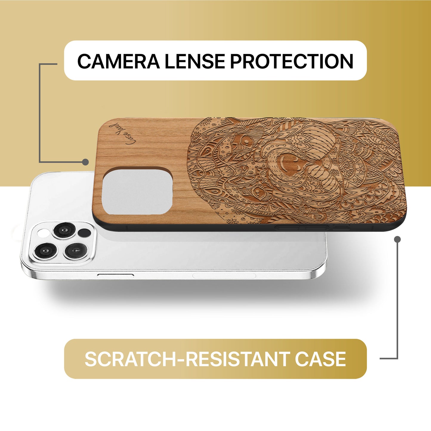 Sad Dog Wooden Laser Engraved Phone Case