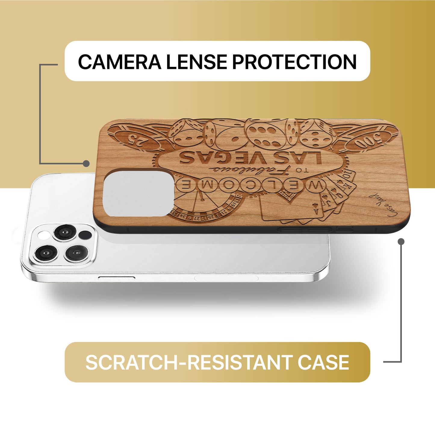 Las Vegas Gambler Wooden Laser Engraved Phone Case for iPhone