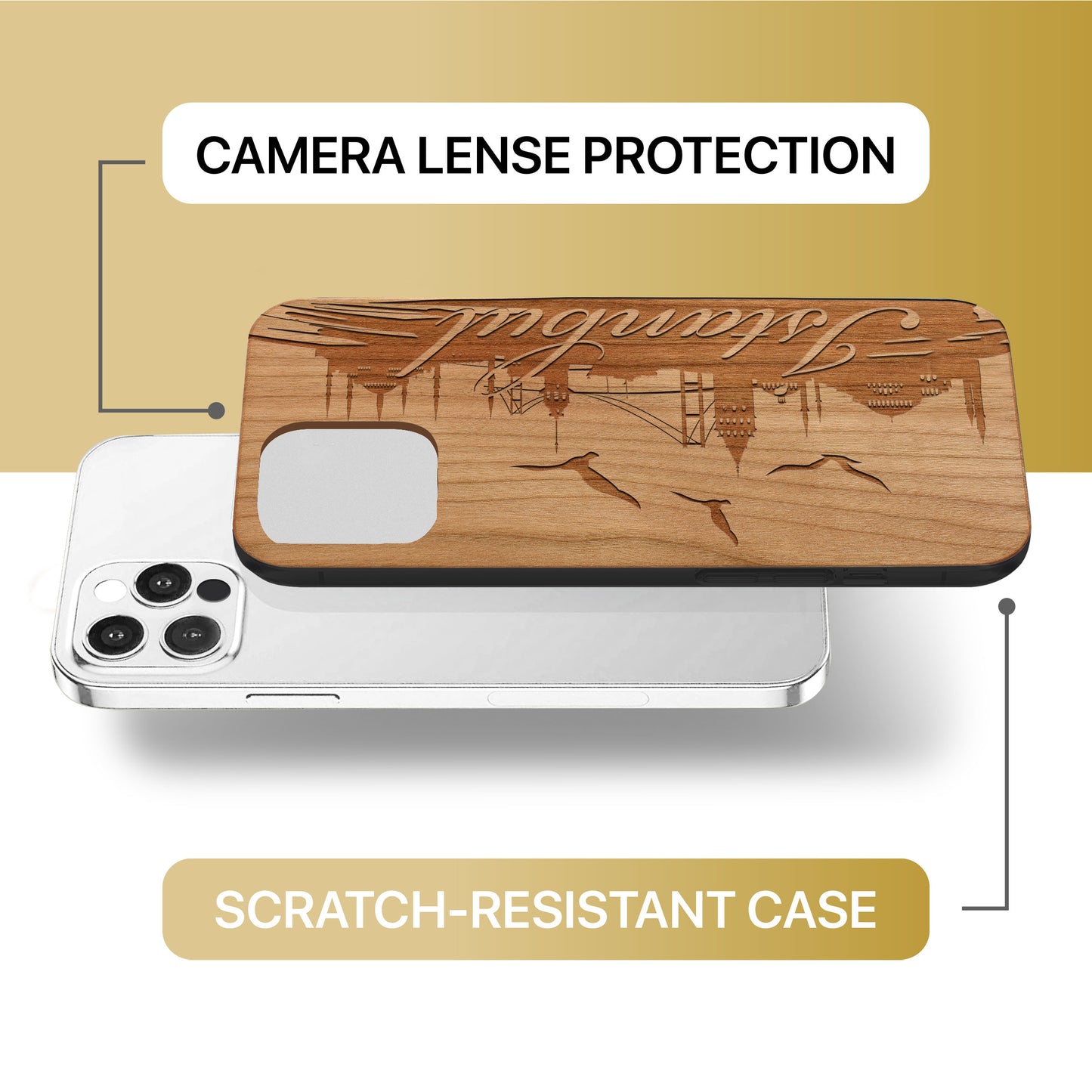 Istanbul Love Wooden Laser Engraved Phone Case for iPhone