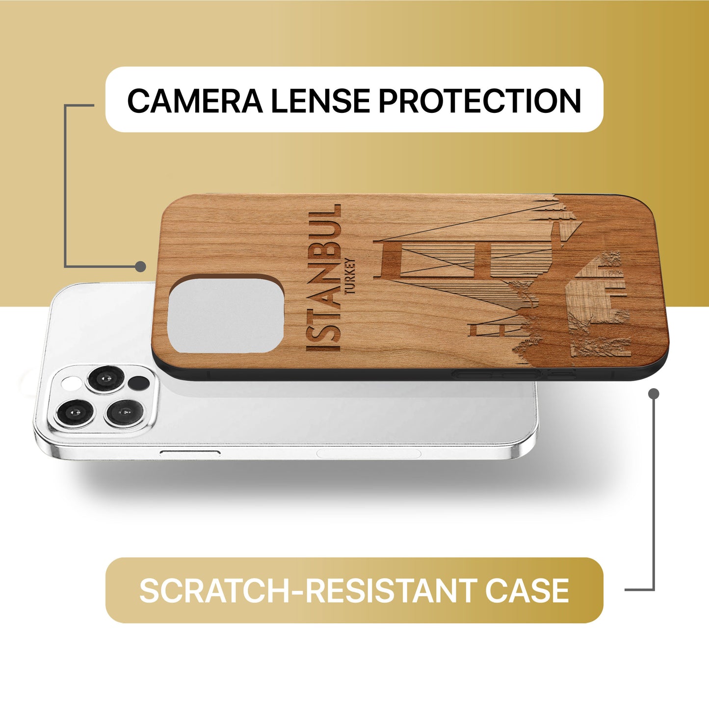 Istanbul Bridge Wooden Laser Engraved Phone Case for iPhone