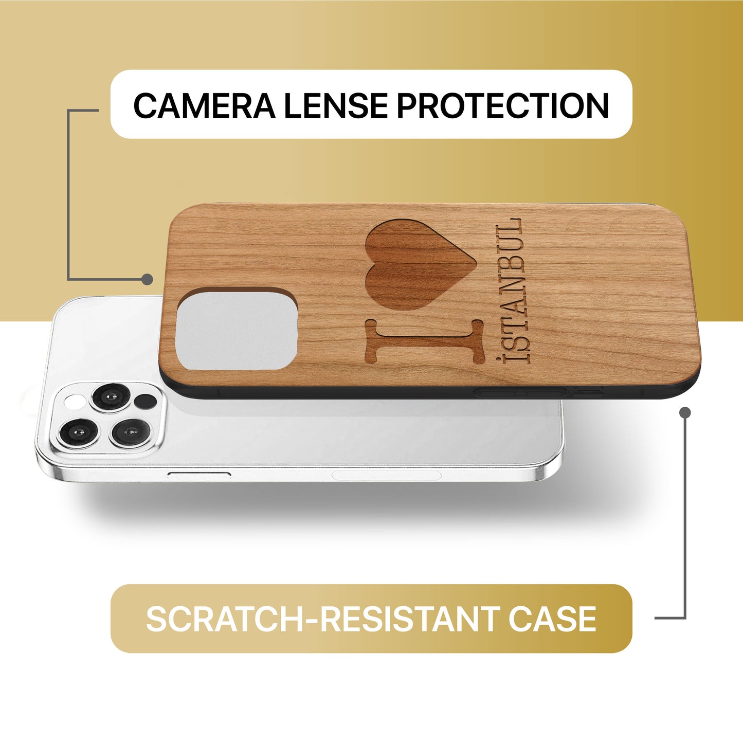 I Love Istanbul Wooden Laser Engraved Phone Case for iPhone