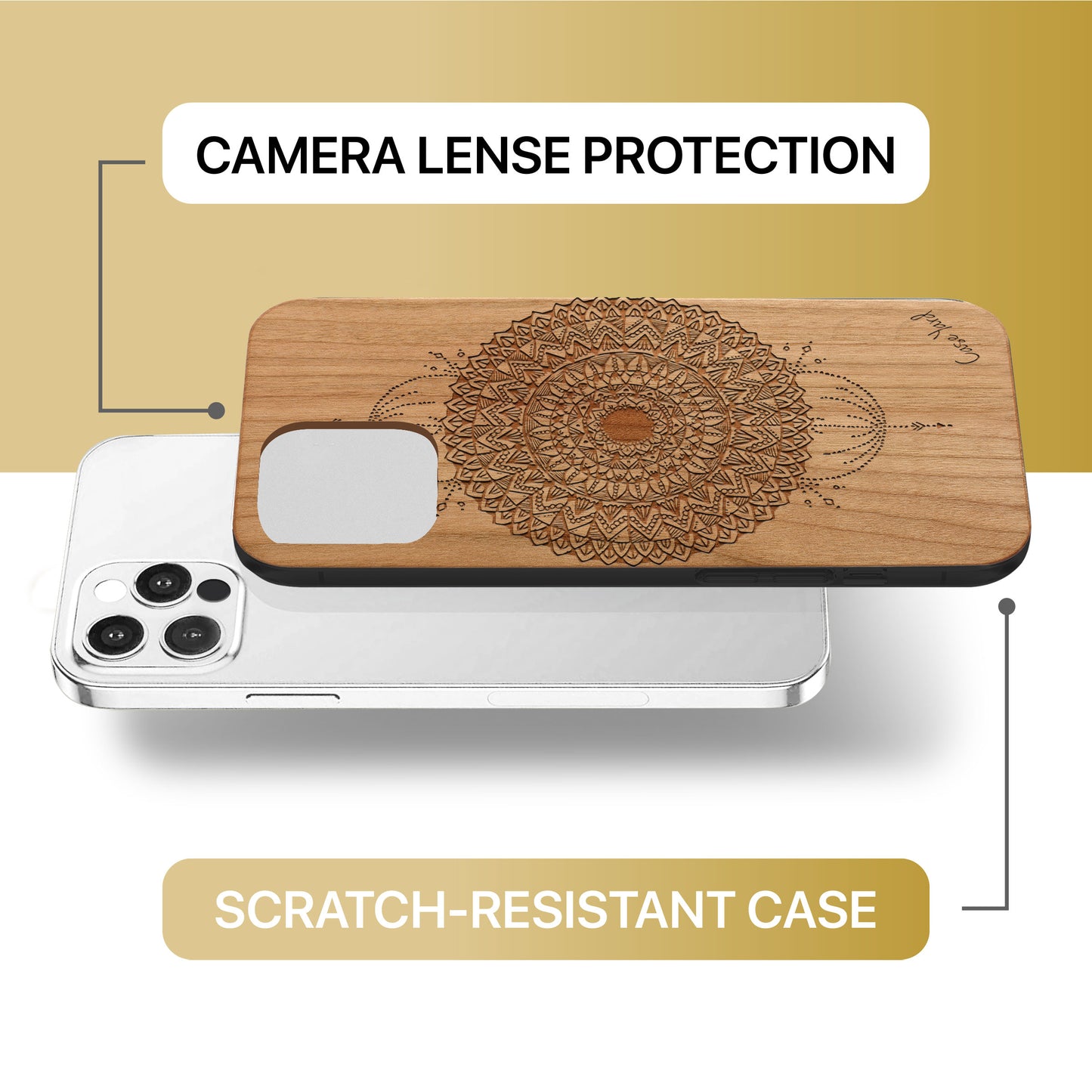 Mini Mandala Wooden Laser Engraved Phone Case for iPhone