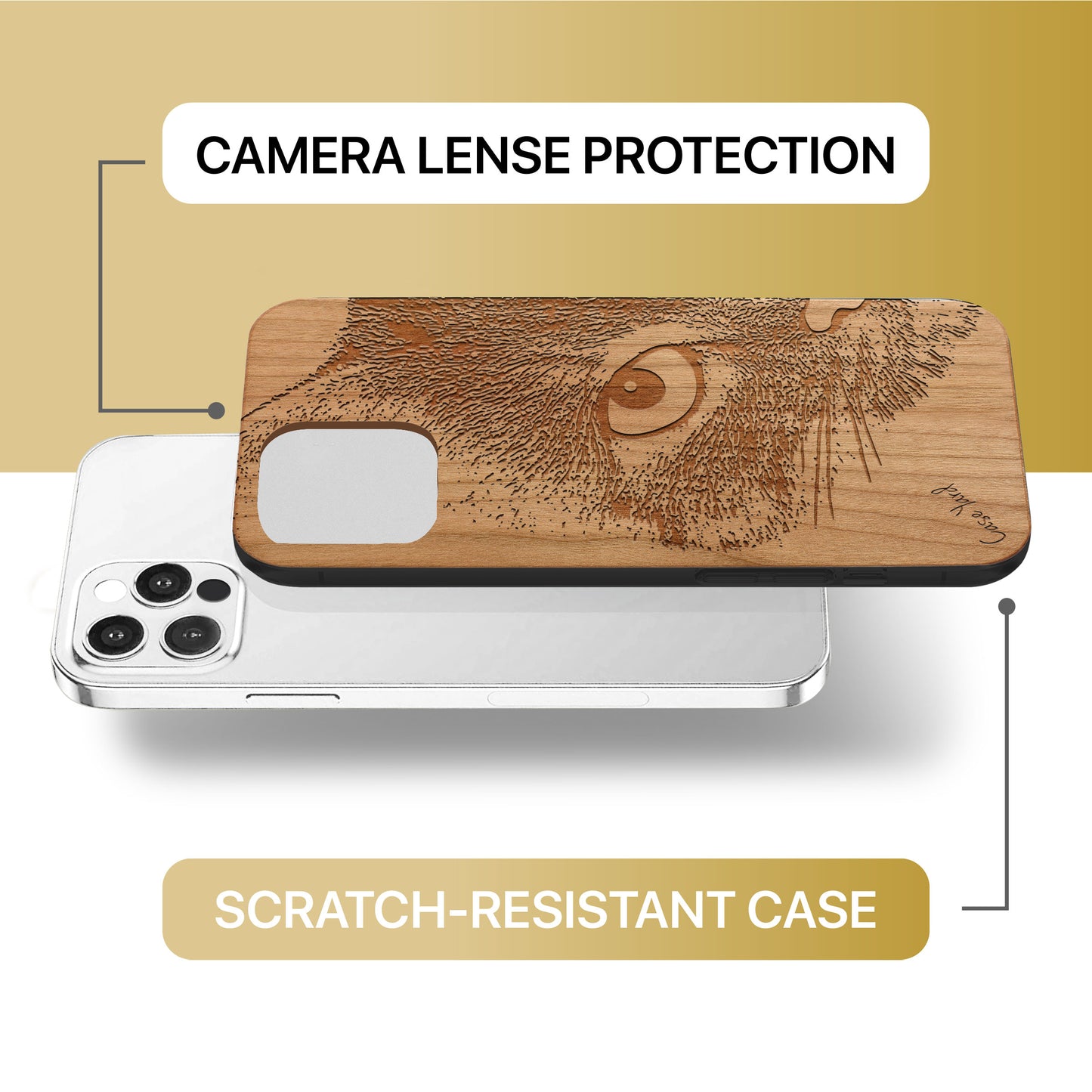 Mad Cat Wooden Laser Engraved Phone Case for iPhone