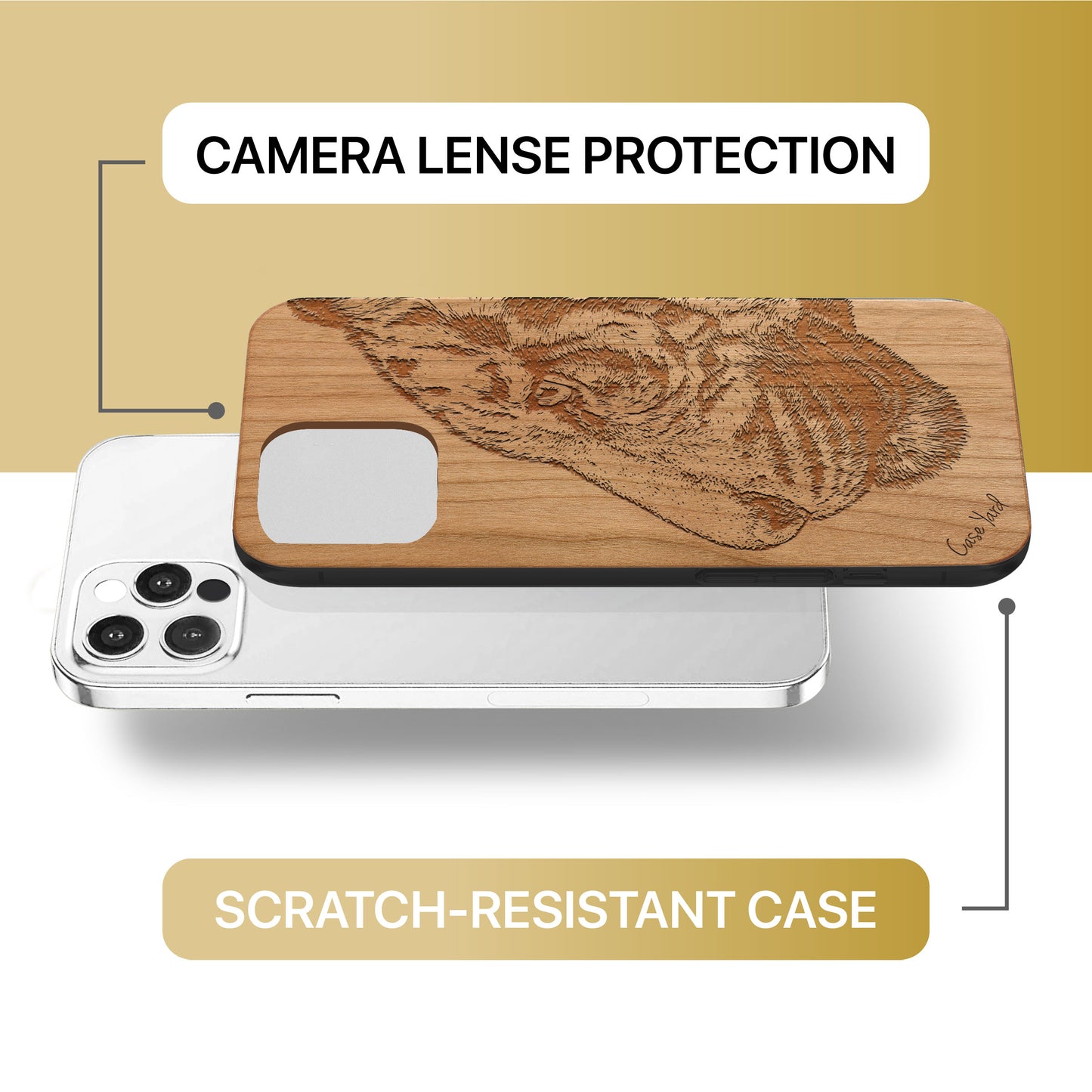Bengal Tiger Wooden Laser Engraved Phone Case for iPhone & Samsung Phones