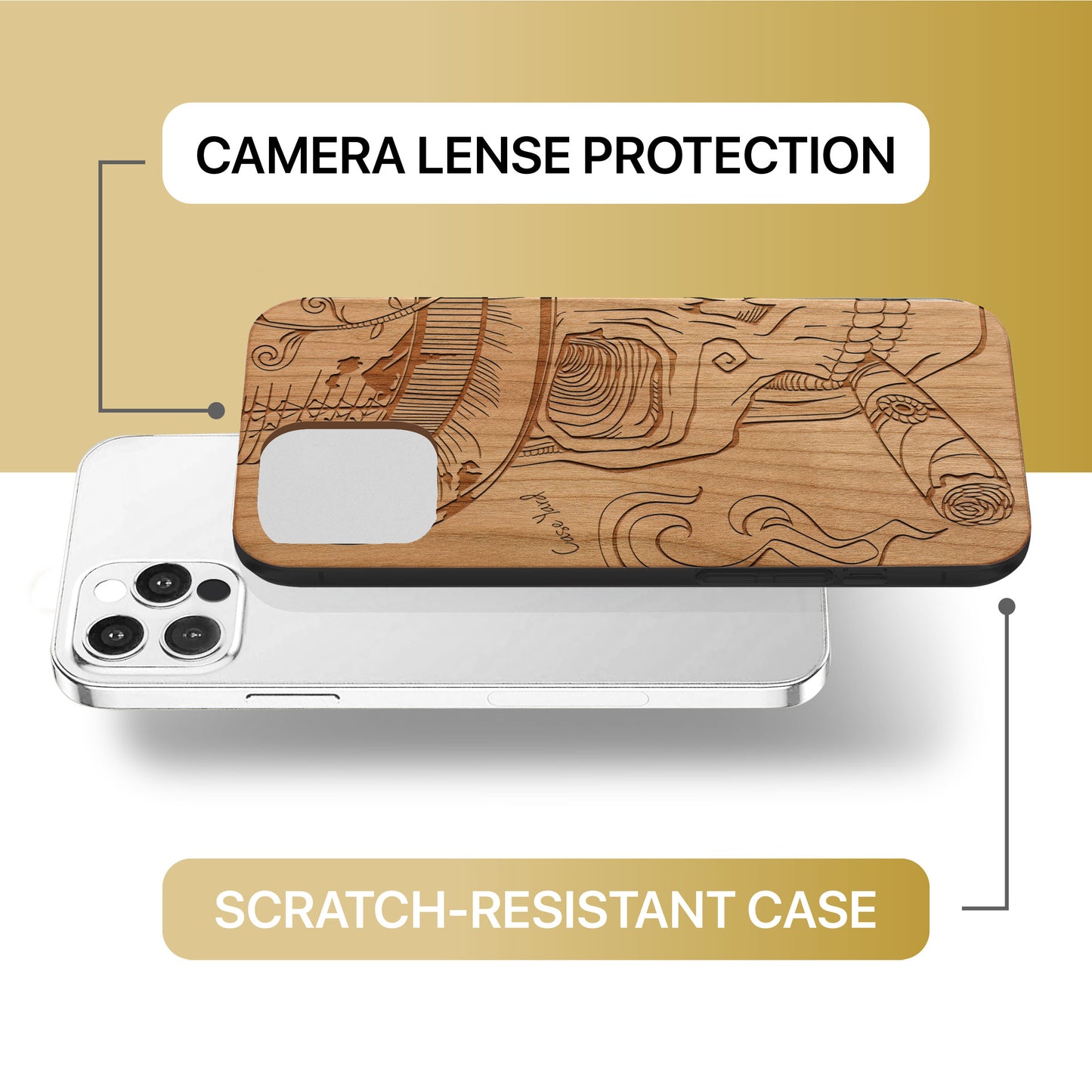 New Orleans Sugar Skull Wooden Laser Engraved Phone Case for iPhone