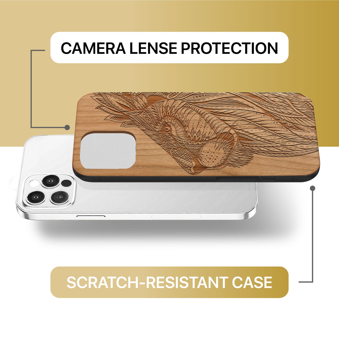 Tribal Lioness Wooden Laser Engraved Phone Case for iPhone