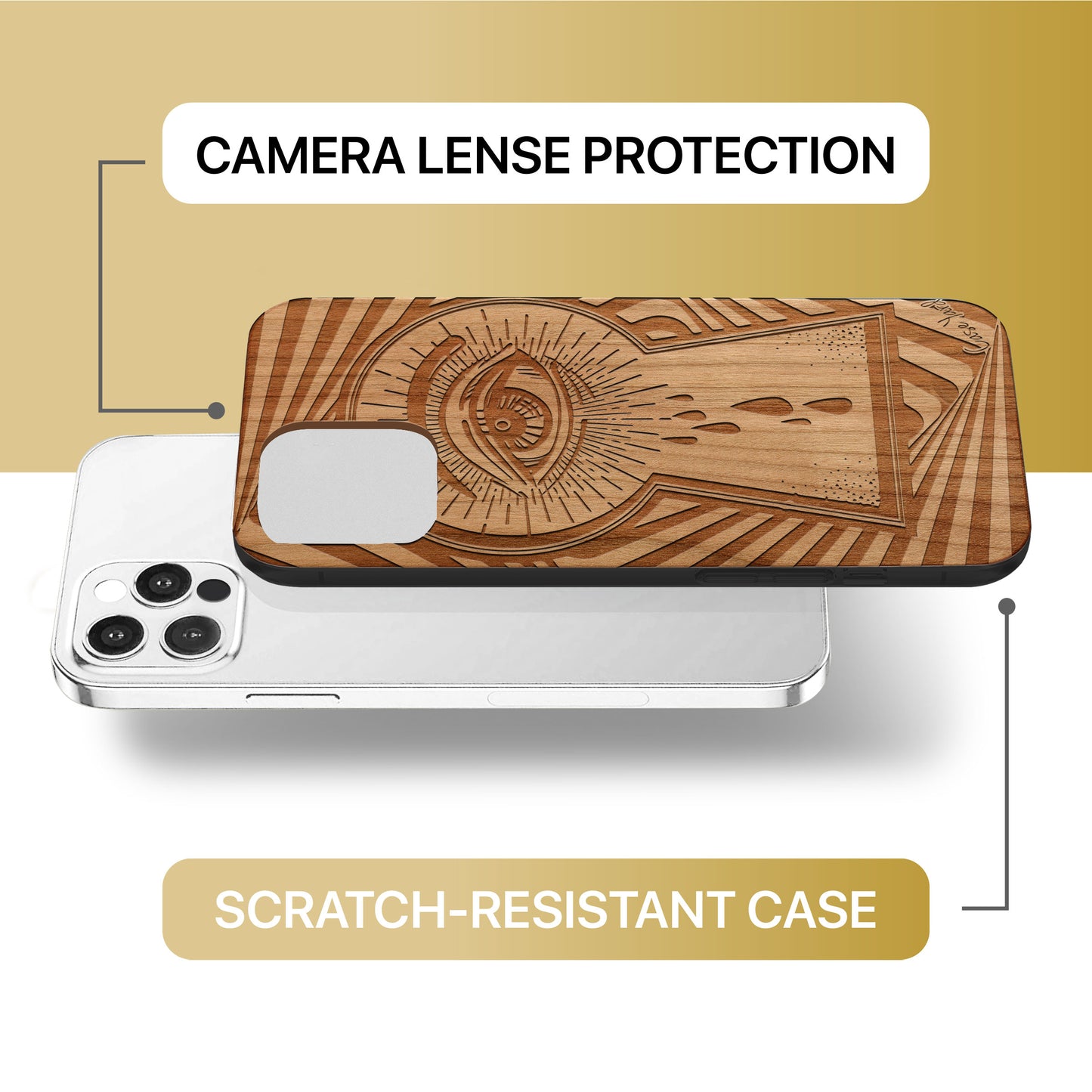 Peaky Eye Wooden Laser Engraved Phone Case for iPhone