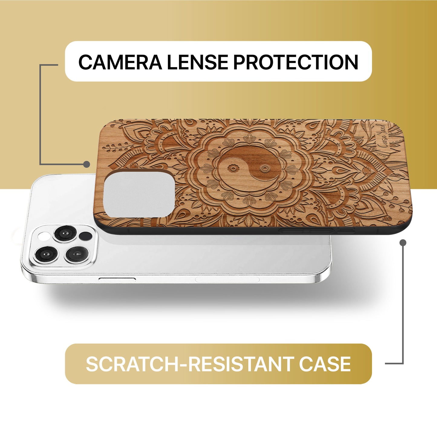 Tao Mandala Wooden Laser Engraved Phone Case for iPhone