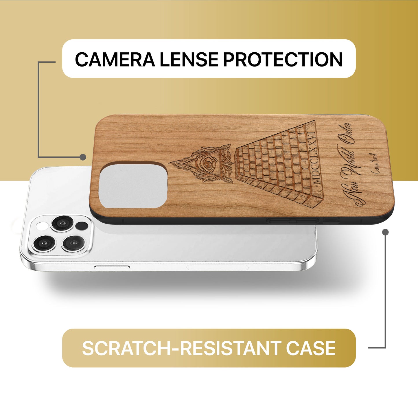 New World Order Wooden Laser Engraved Phone Case for iPhone