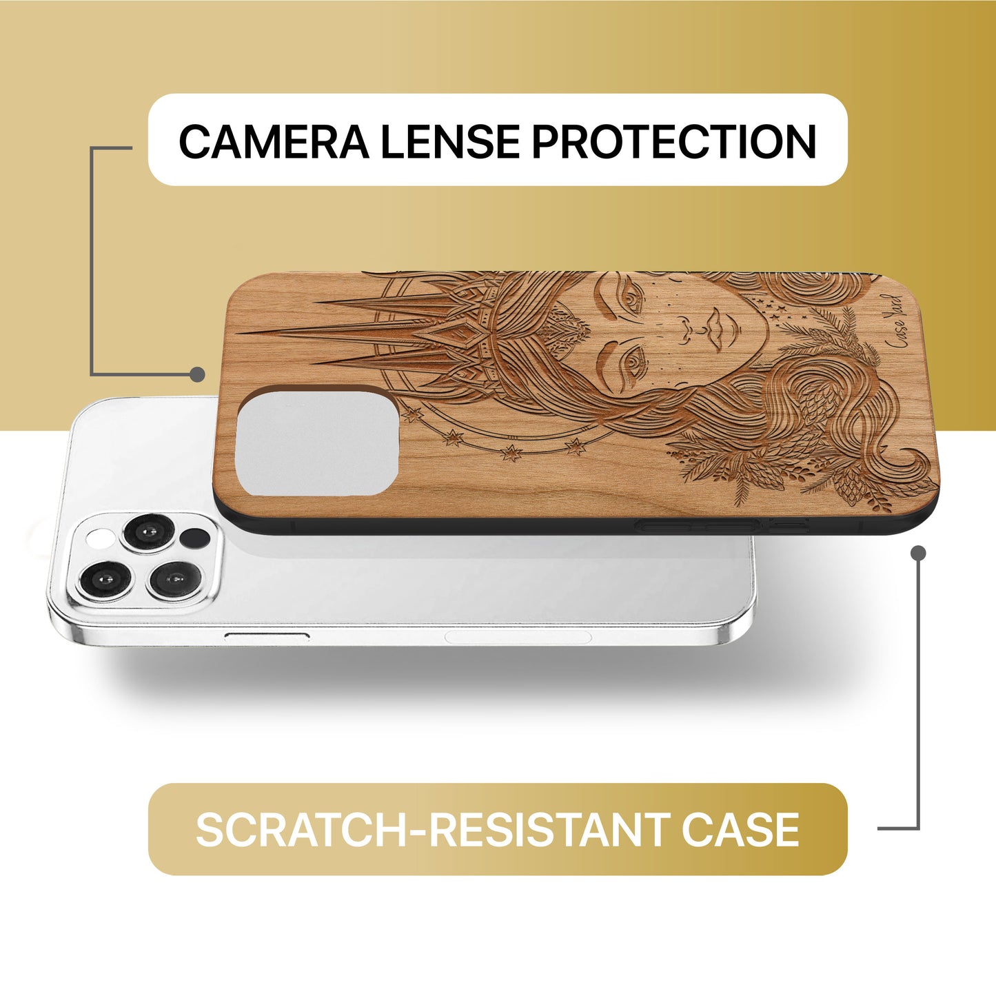 Northern Queen Wooden Laser Engraved Phone Case for iPhone