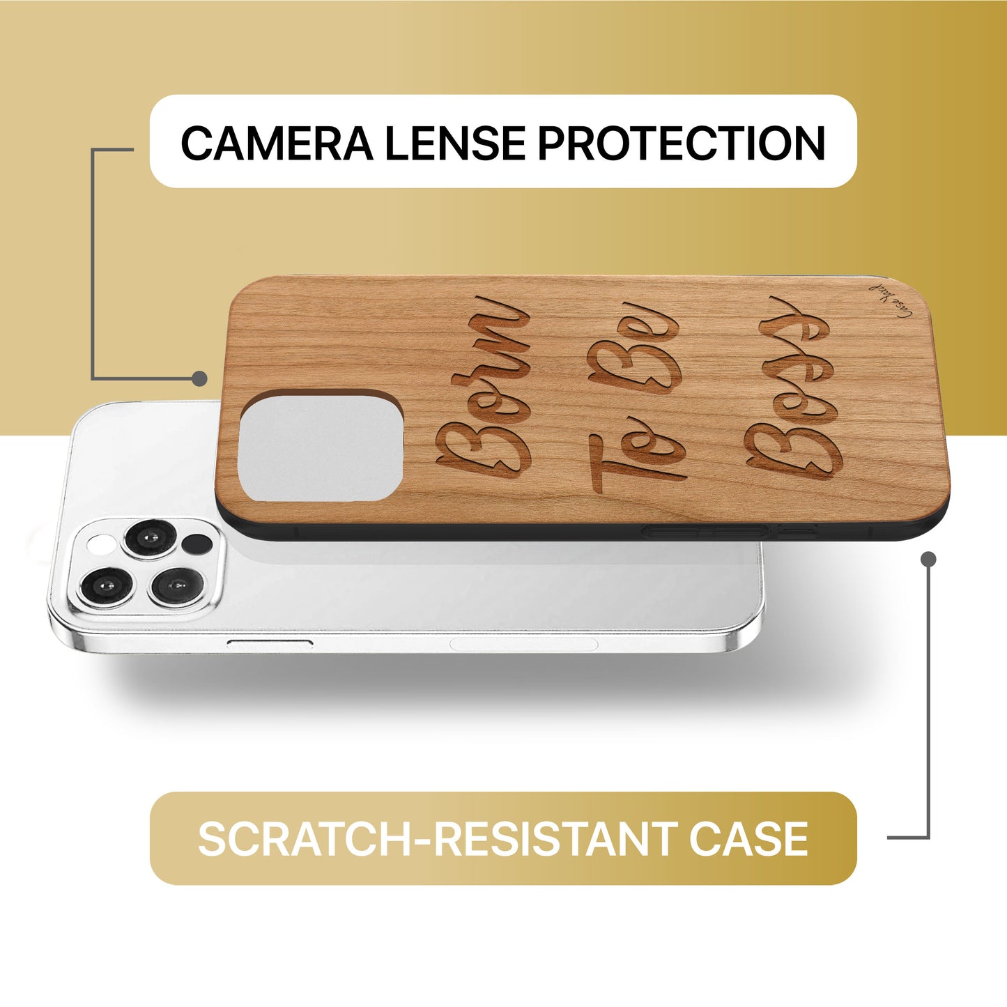 Born To Be Boss Wooden Laser Engraved Phone Case for iPhone & Samsung Phones