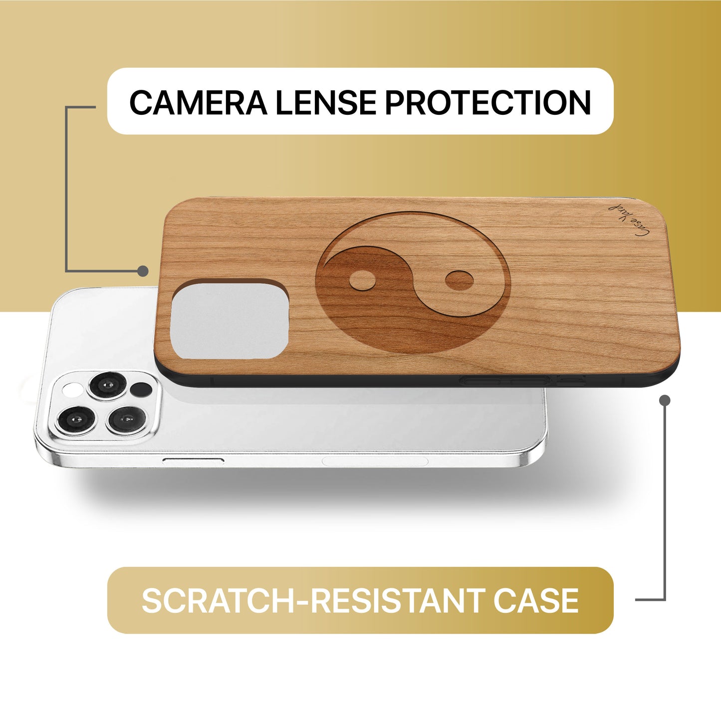 Yin Yang Wooden Laser Engraved Phone Case for iPhone