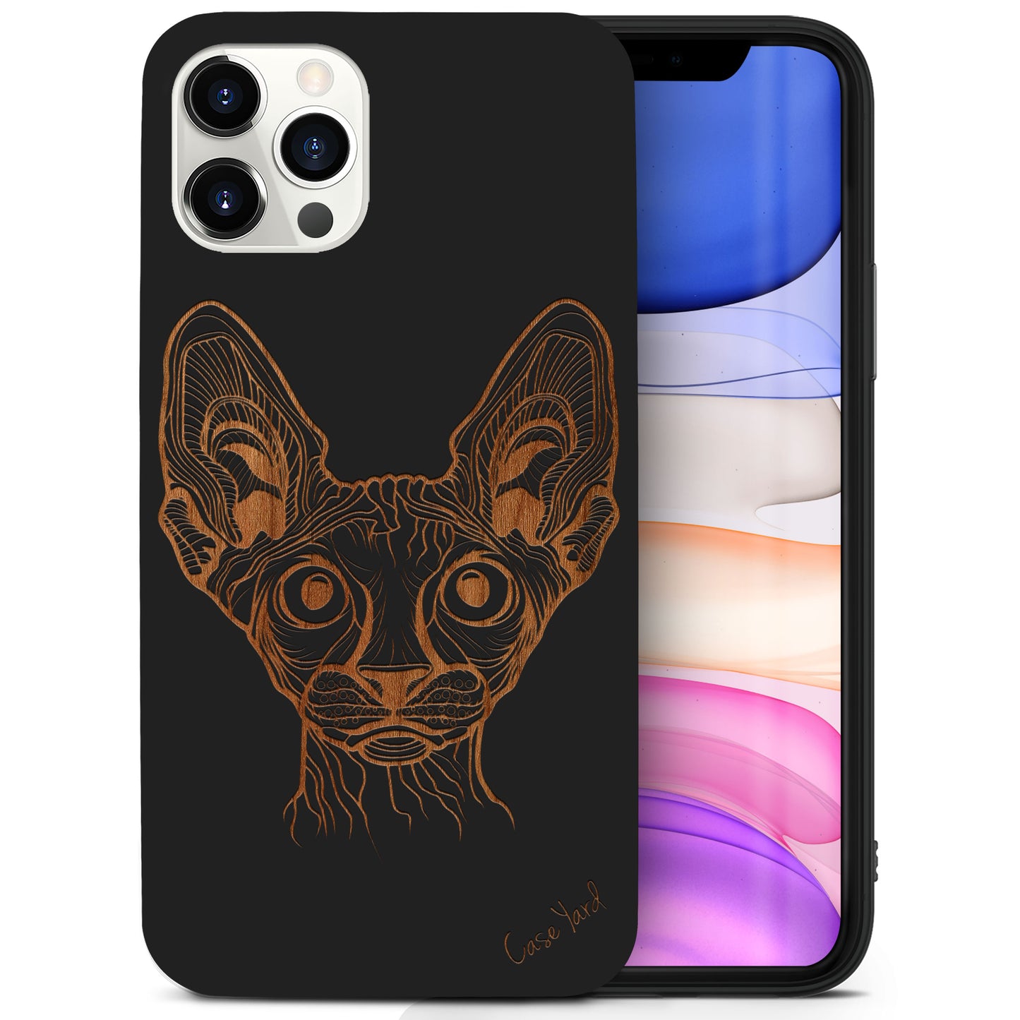Bob Cat Wooden Laser Engraved Phone Case for iPhone & Samsung Phones