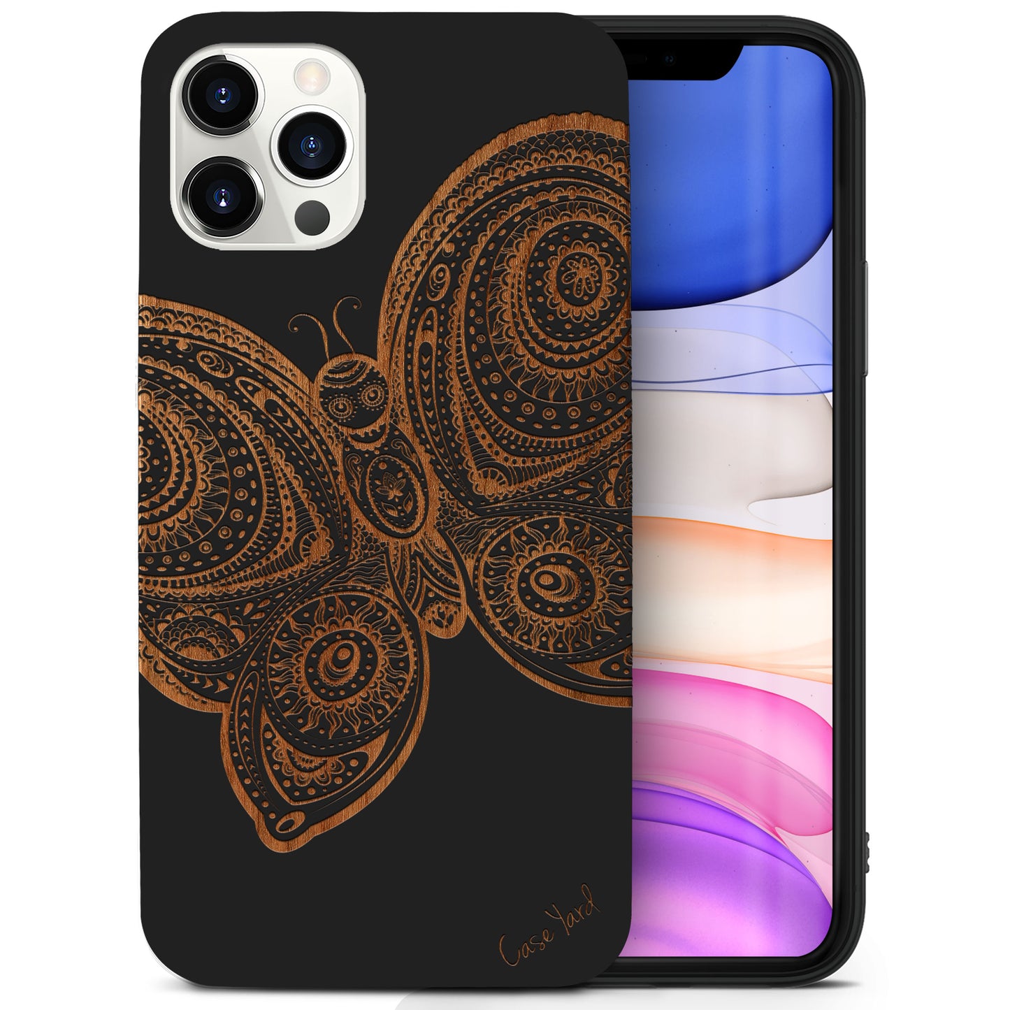 Butterfly Wooden Laser Engraved Phone Case for iPhone & Samsung Phones