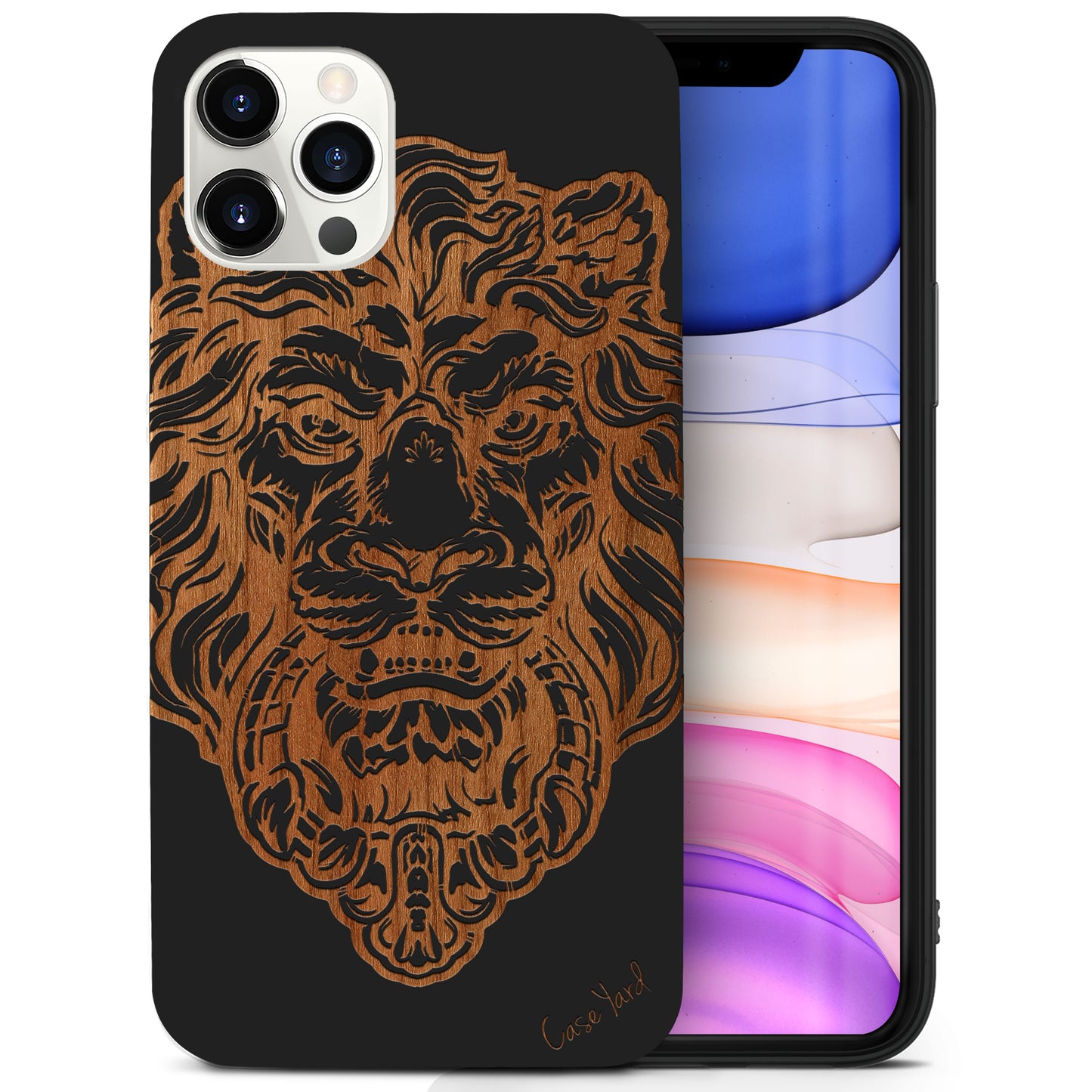 Victorian Lion Wooden Laser Engraved Phone Case for iPhone
