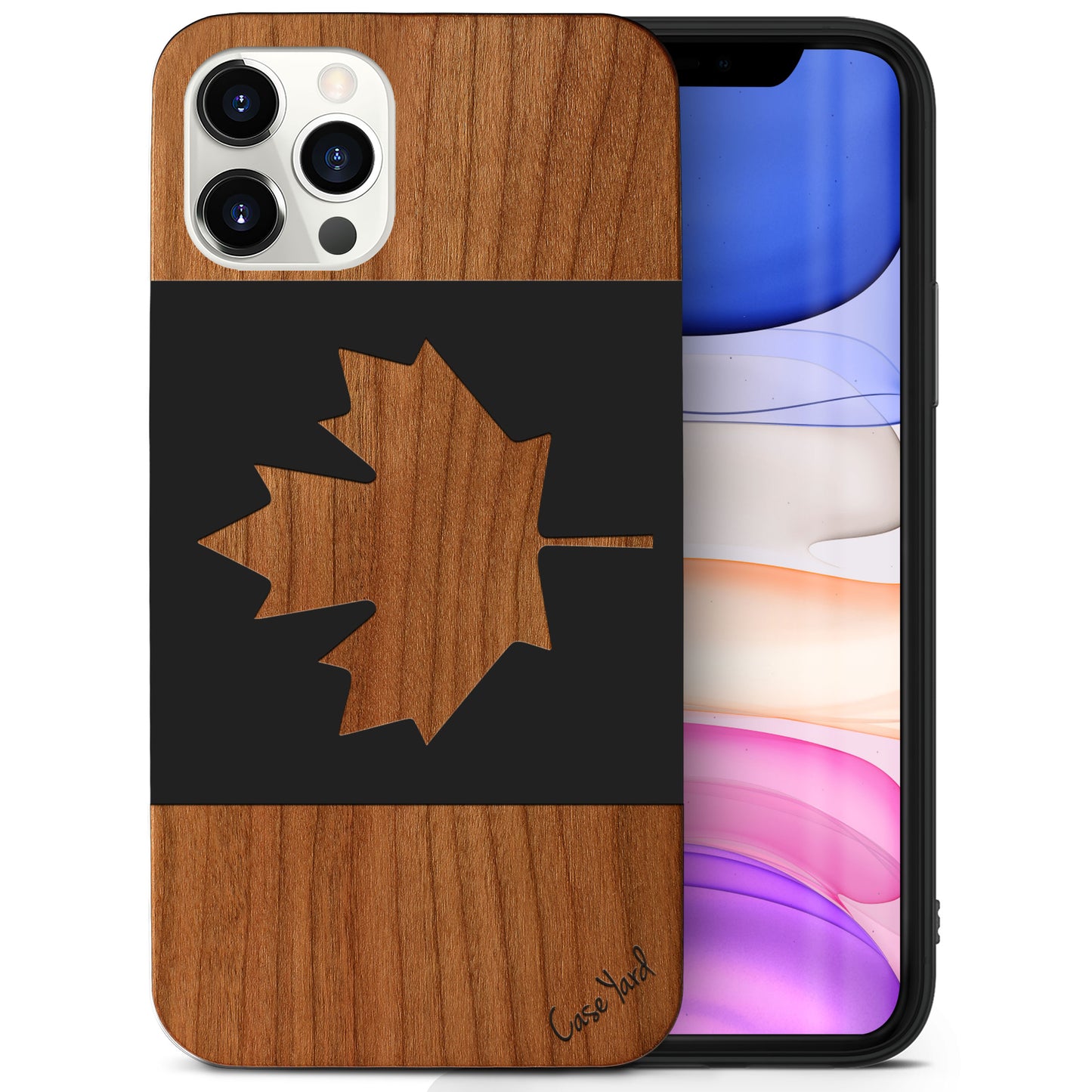 Canada Flag Wooden Laser Engraved Phone Case for iPhone & Samsung Phones