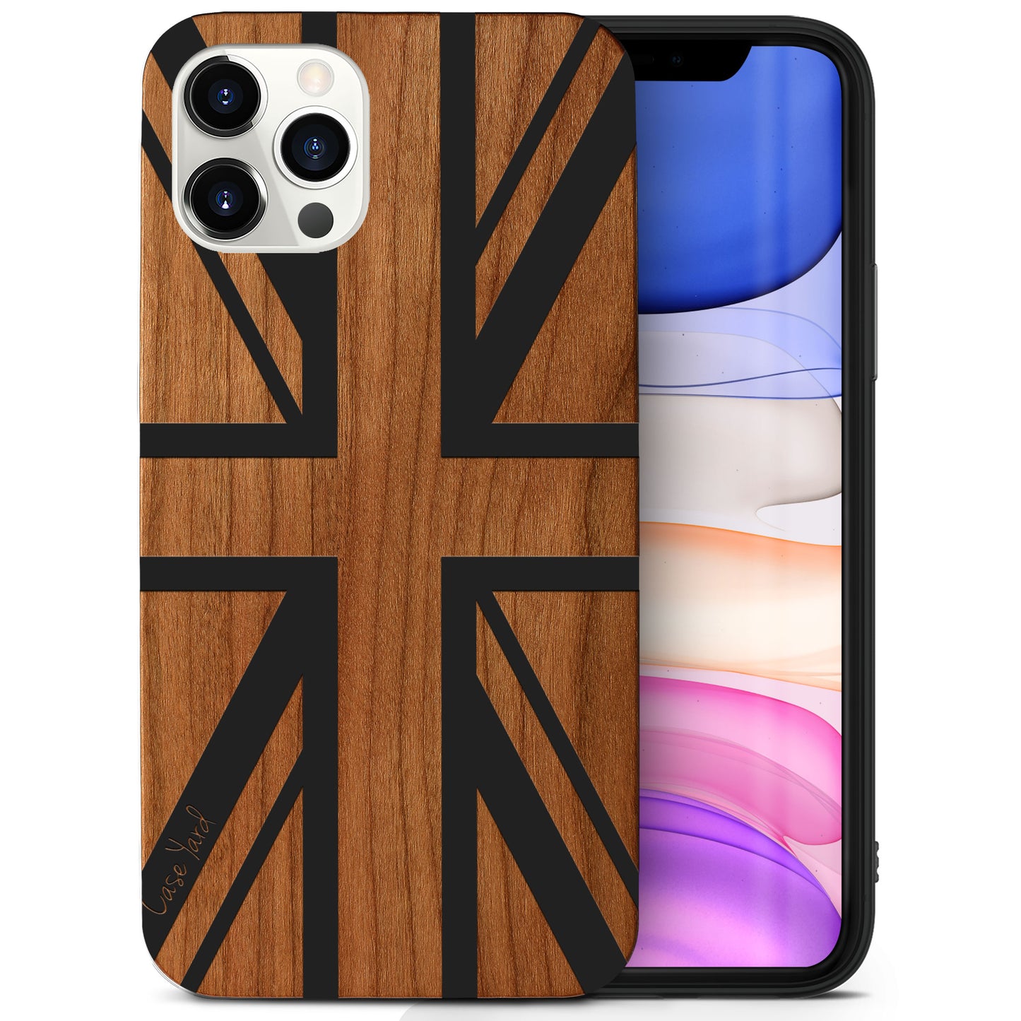 Union Jack Wooden Laser Engraved Phone Case for iPhone