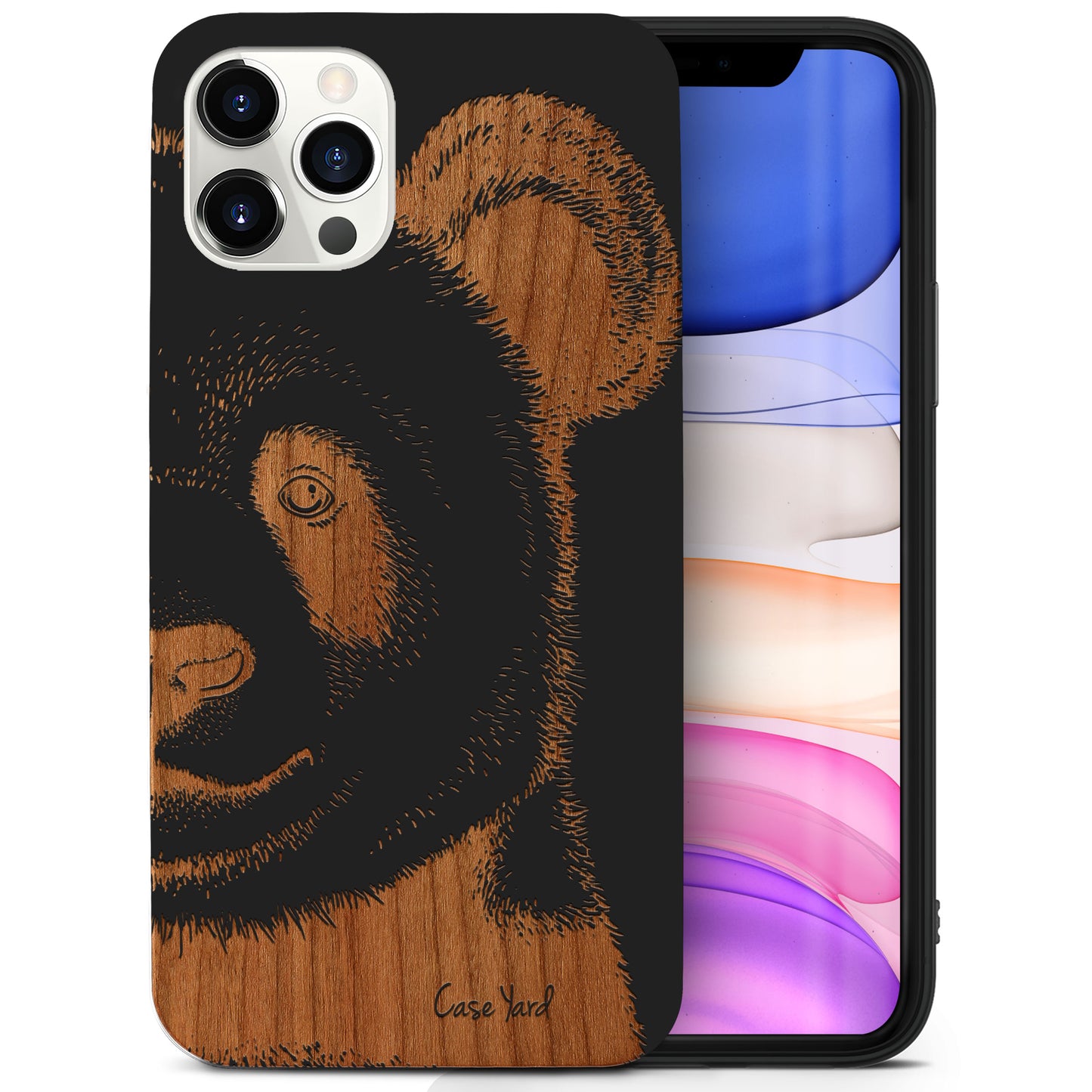 Panda Face Wood Wooden Laser Engraved Phone Case for iPhone