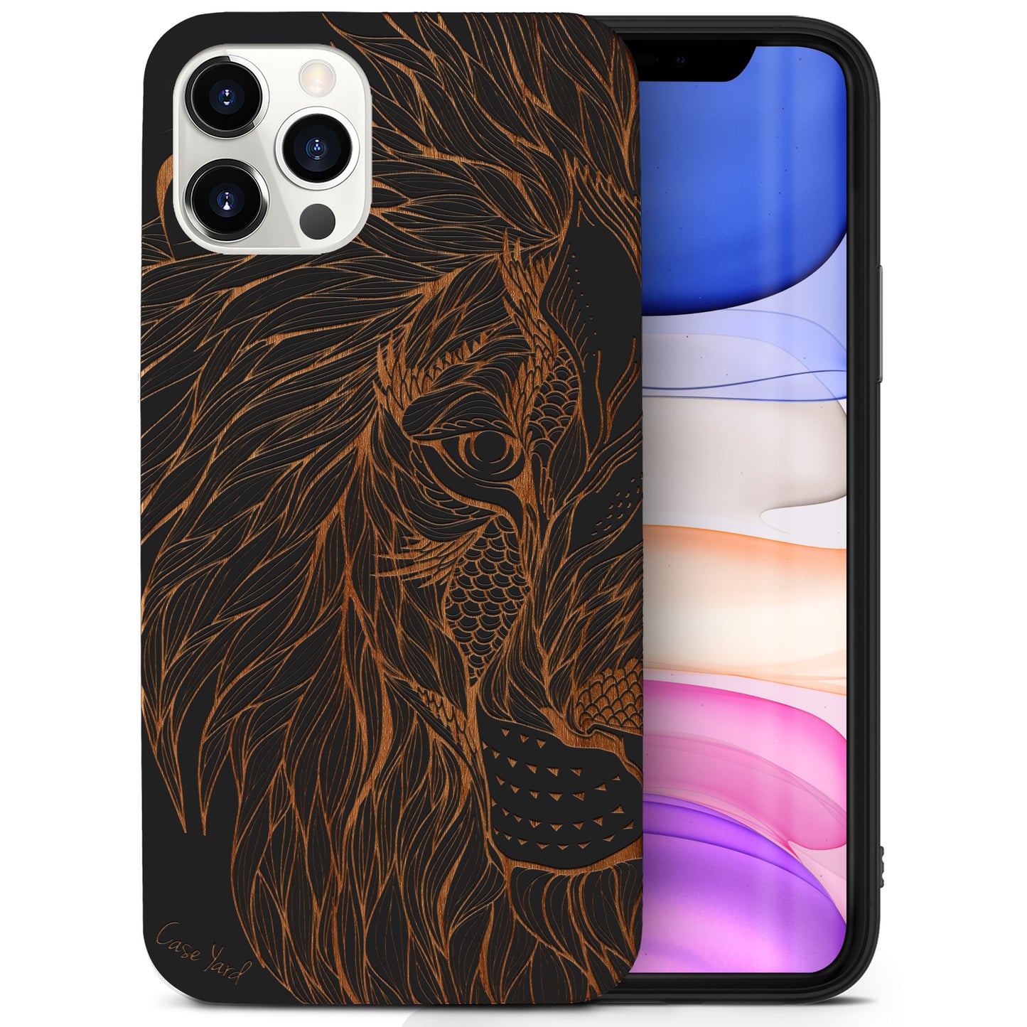 Wooden Cell Phone Case Cover, Laser Engraved case for iPhone & Samsung phone Tribal Lion Design