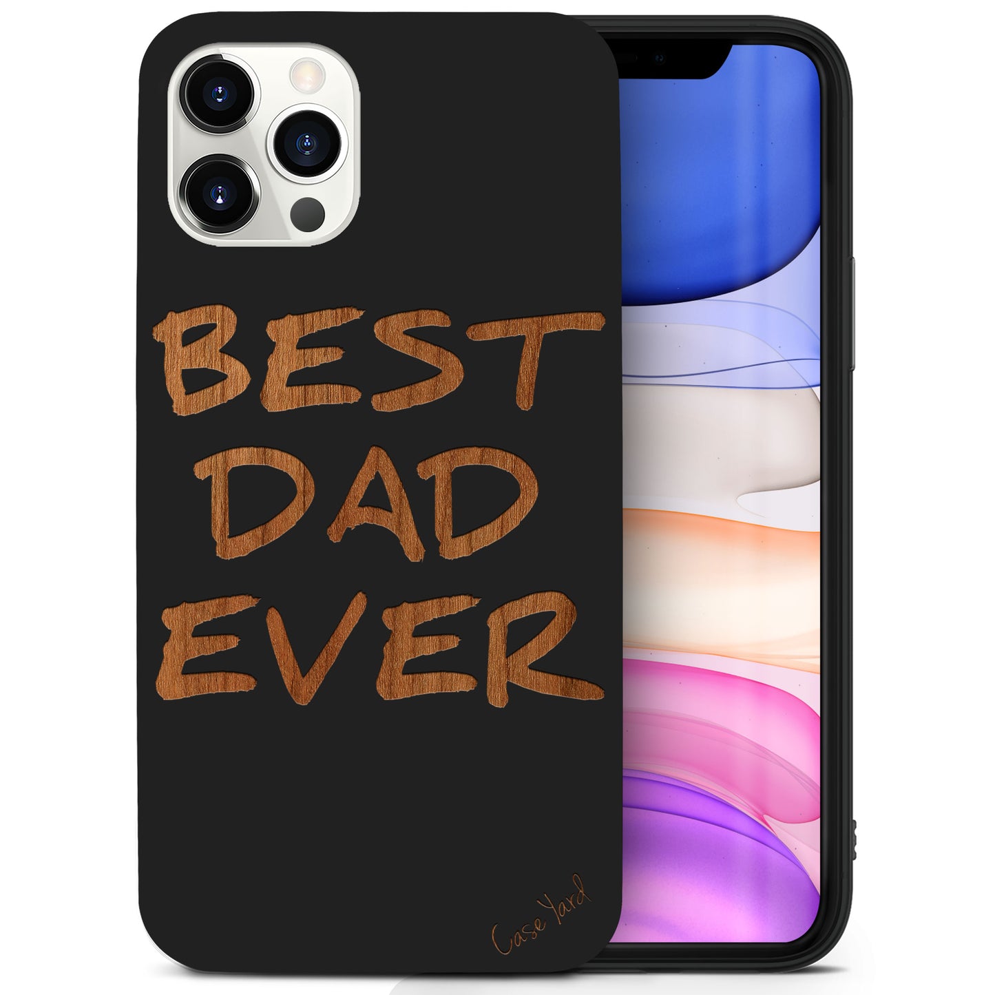 Best Dad Ever Wooden Laser Engraved Phone Case for iPhone & Samsung Phones