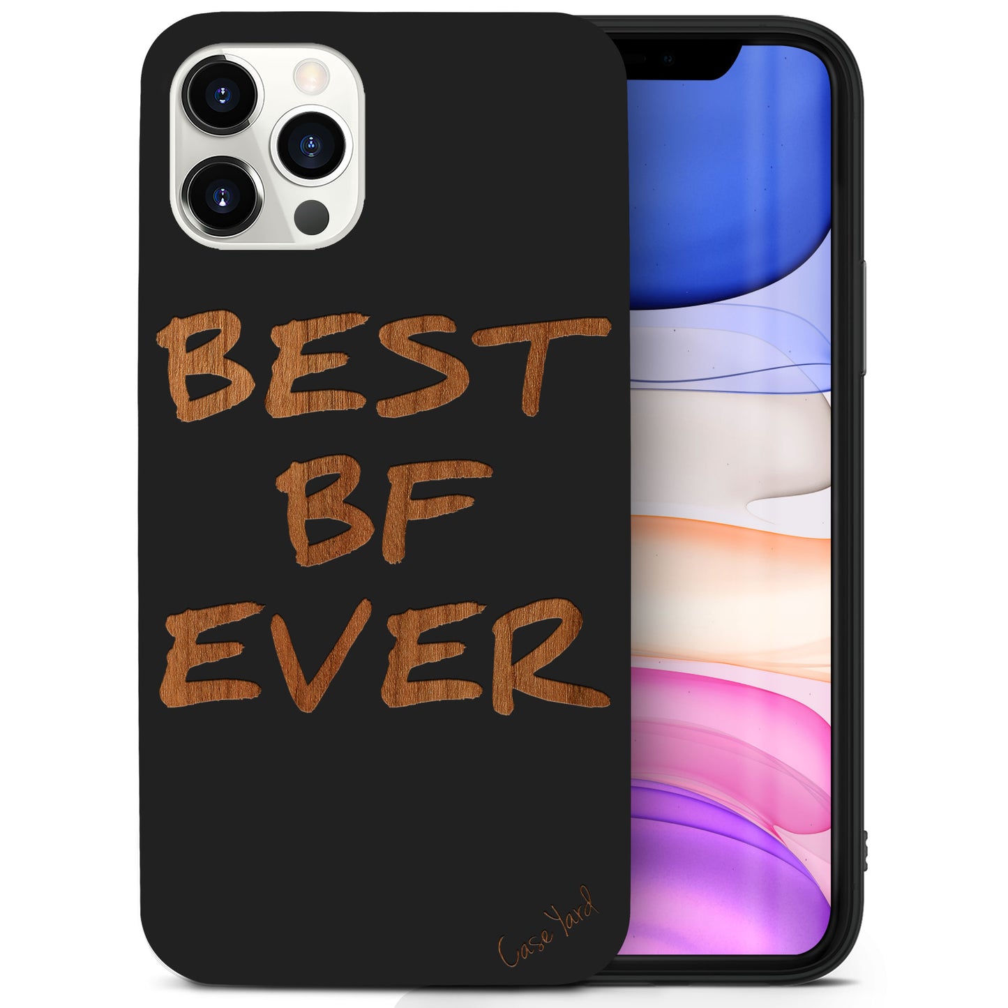 Best BF Ever Wooden Laser Engraved Phone Case for iPhone & Samsung Phones