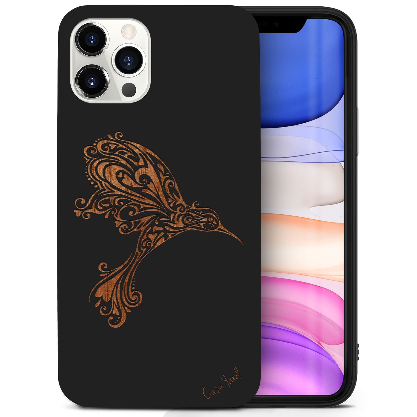 Humming Bird Wooden Laser Engraved Phone Case for iPhone
