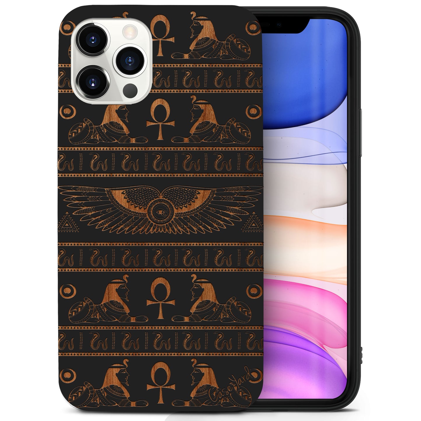 Pharaoh Pattern Wooden Laser Engraved Phone Case for iPhone & Samsung Phones