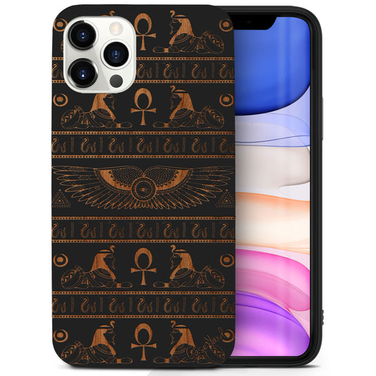 Pharaoh Pattern Wooden Laser Engraved Phone Case for iPhone & Samsung Phones