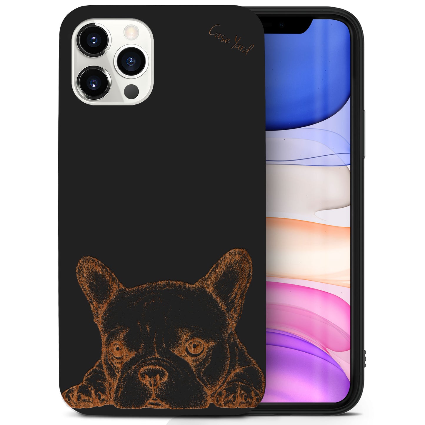 French Bulldog Wooden Laser Engraved Phone Case for iPhone