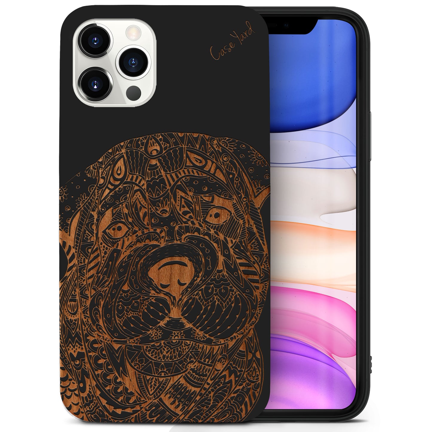 Sad Dog Wooden Laser Engraved Phone Case