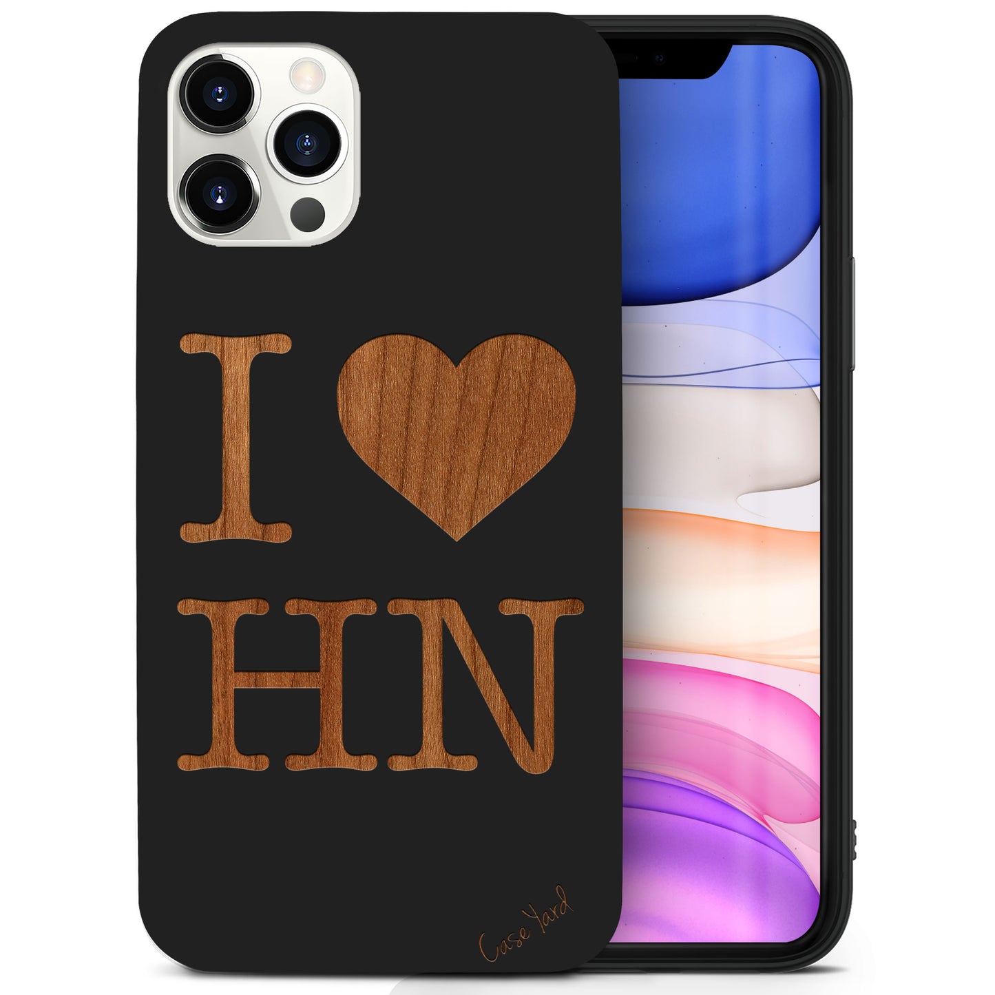 I Love Honolulu Wooden Laser Engraved Phone Case for iPhone