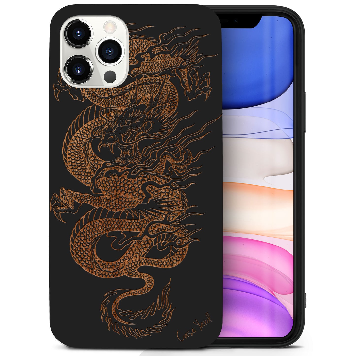 Wooden Cell Phone Case Cover, Laser Engraved case for iPhone & Samsung phone Dragon Design