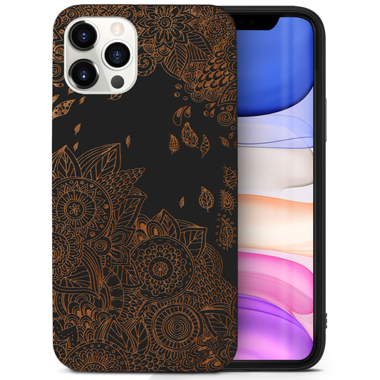Wind Flowers Wood Wooden Laser Engraved Phone Case