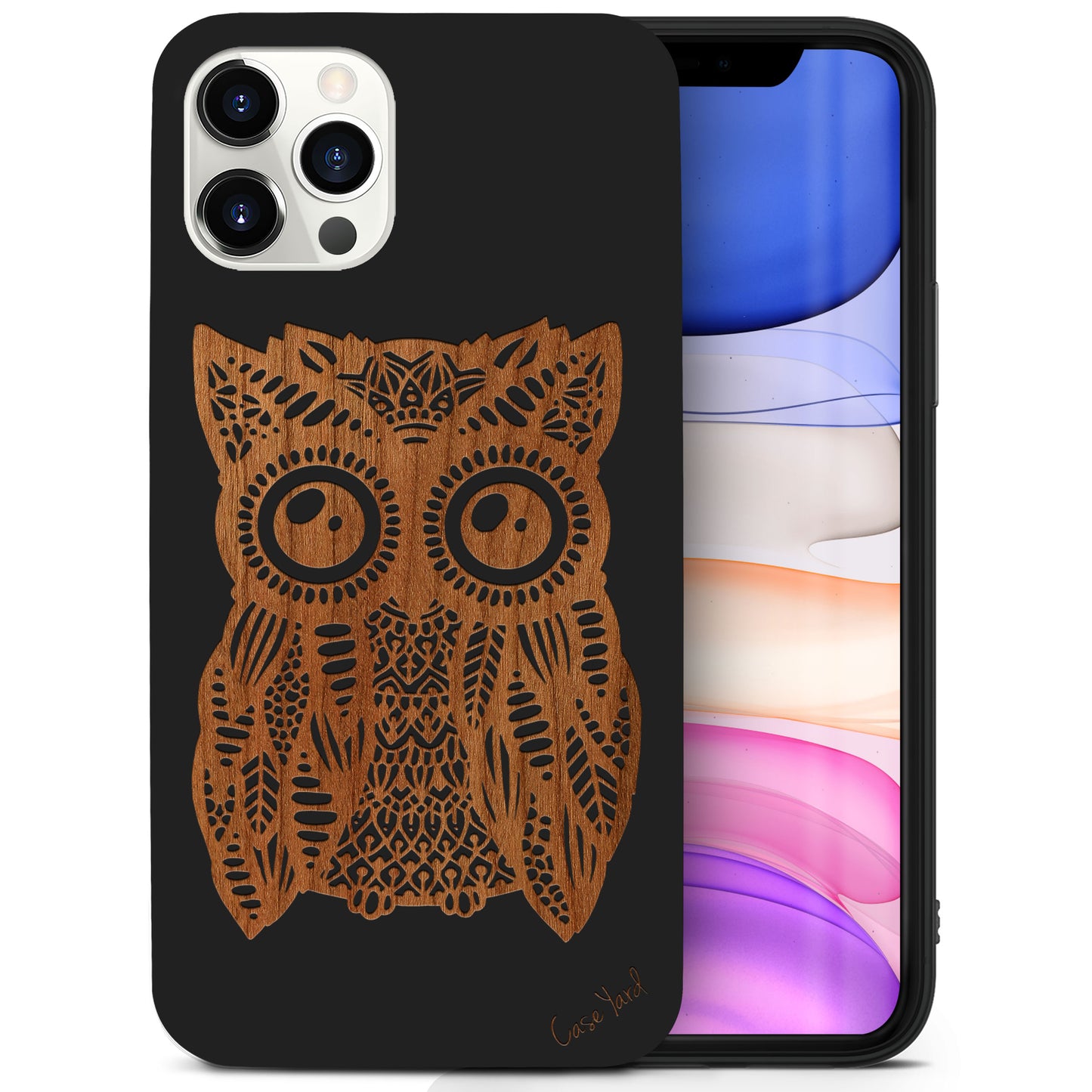 Great Owl Wooden Laser Engraved Phone Case