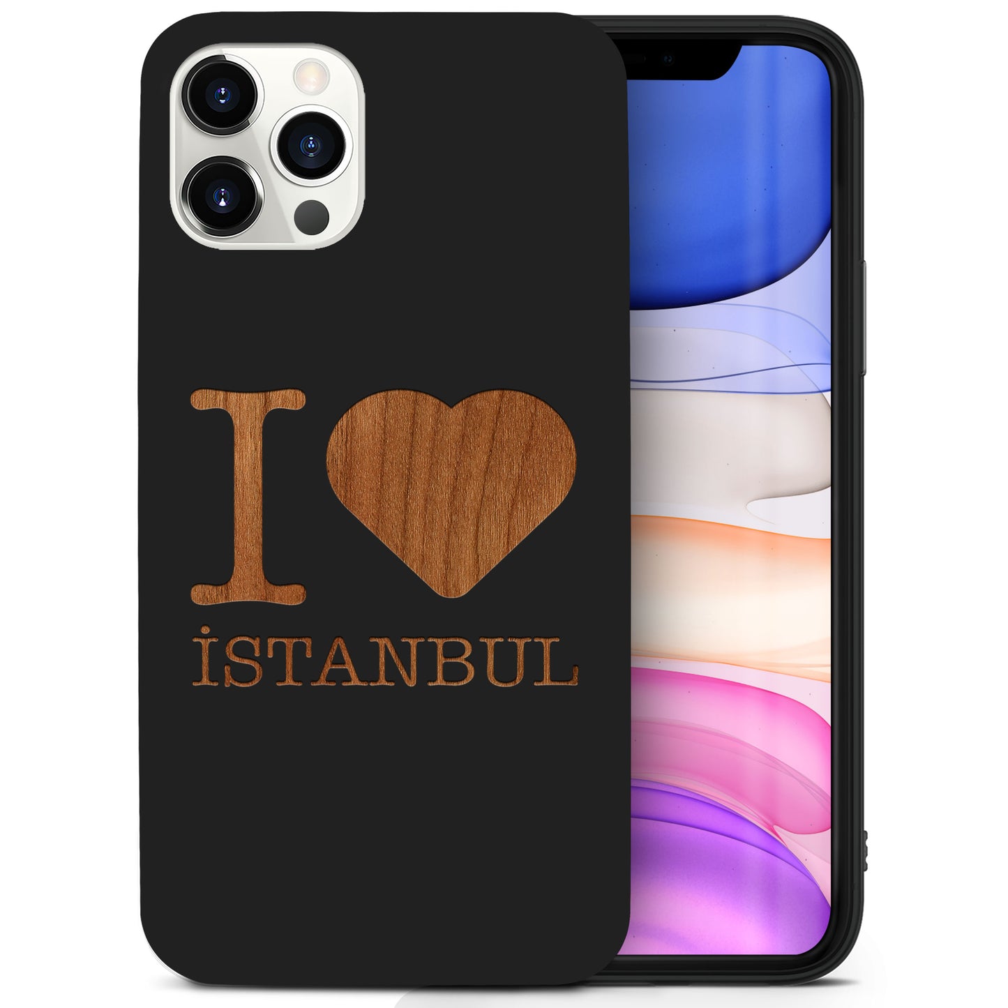 I Love Istanbul Wooden Laser Engraved Phone Case for iPhone