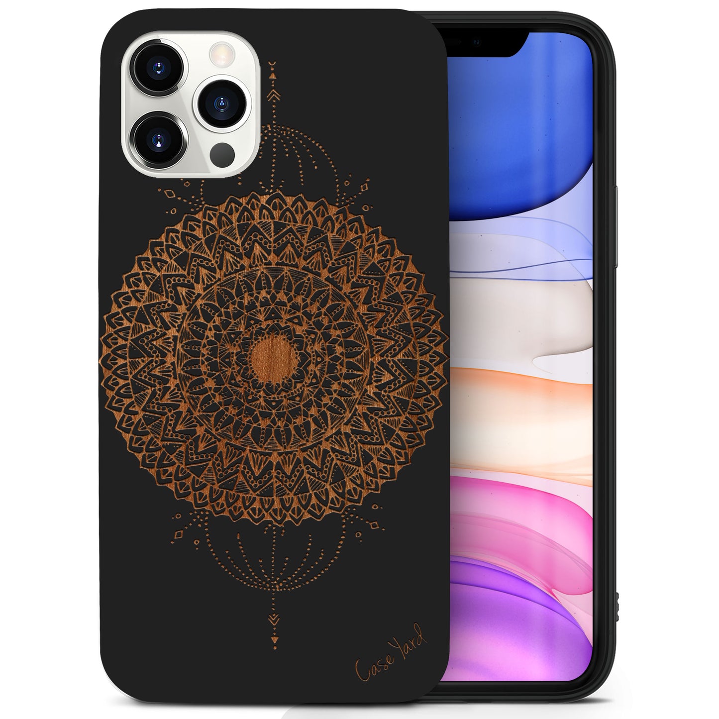 Mini Mandala Wooden Laser Engraved Phone Case for iPhone