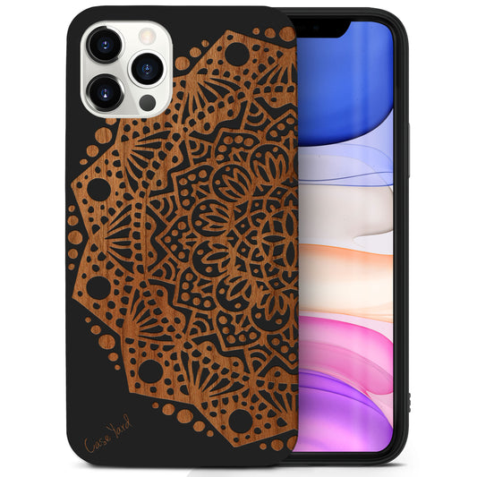 Half Mandala Wooden Laser Engraved Phone Case for iPhone