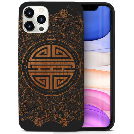 Chinese Mandala Wooden Laser Engraved Phone Case for iPhone & Samsung Phones