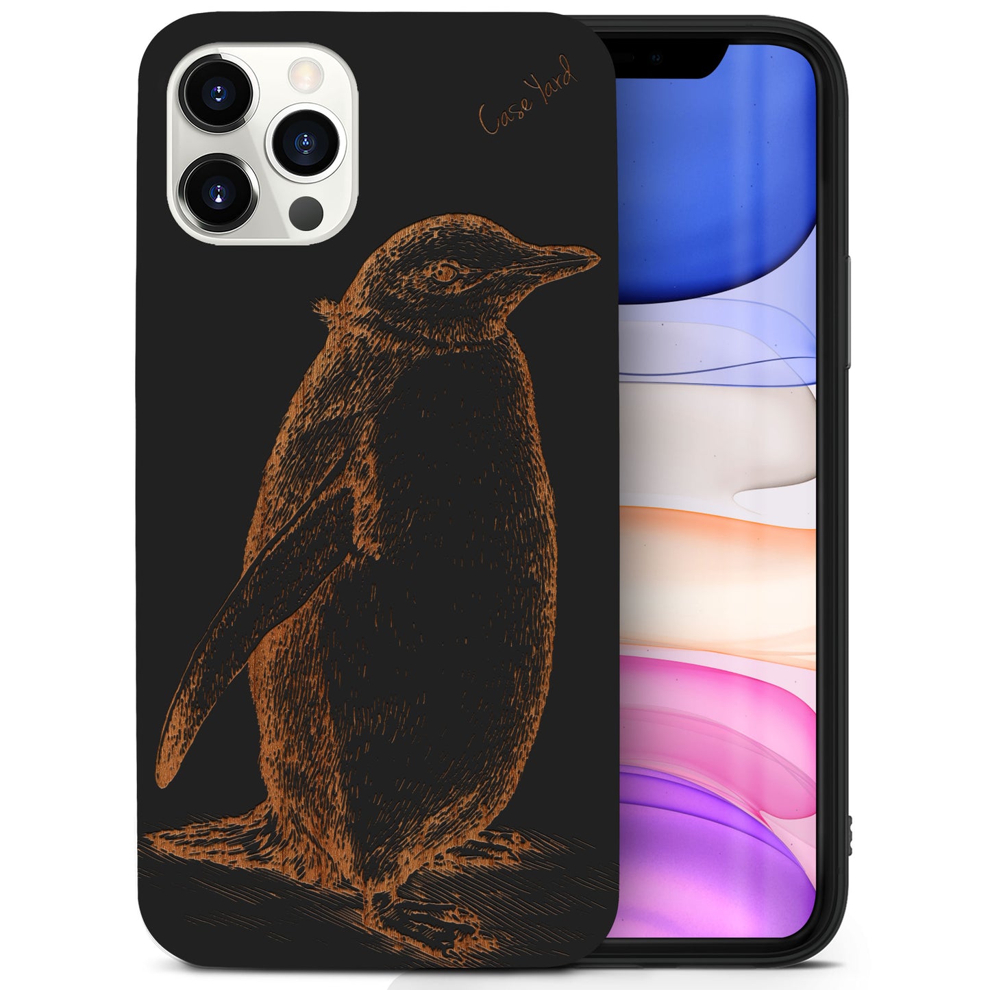 Antarctic Penguin Wooden Laser Engraved Phone Case for iPhone & Samsung Phones