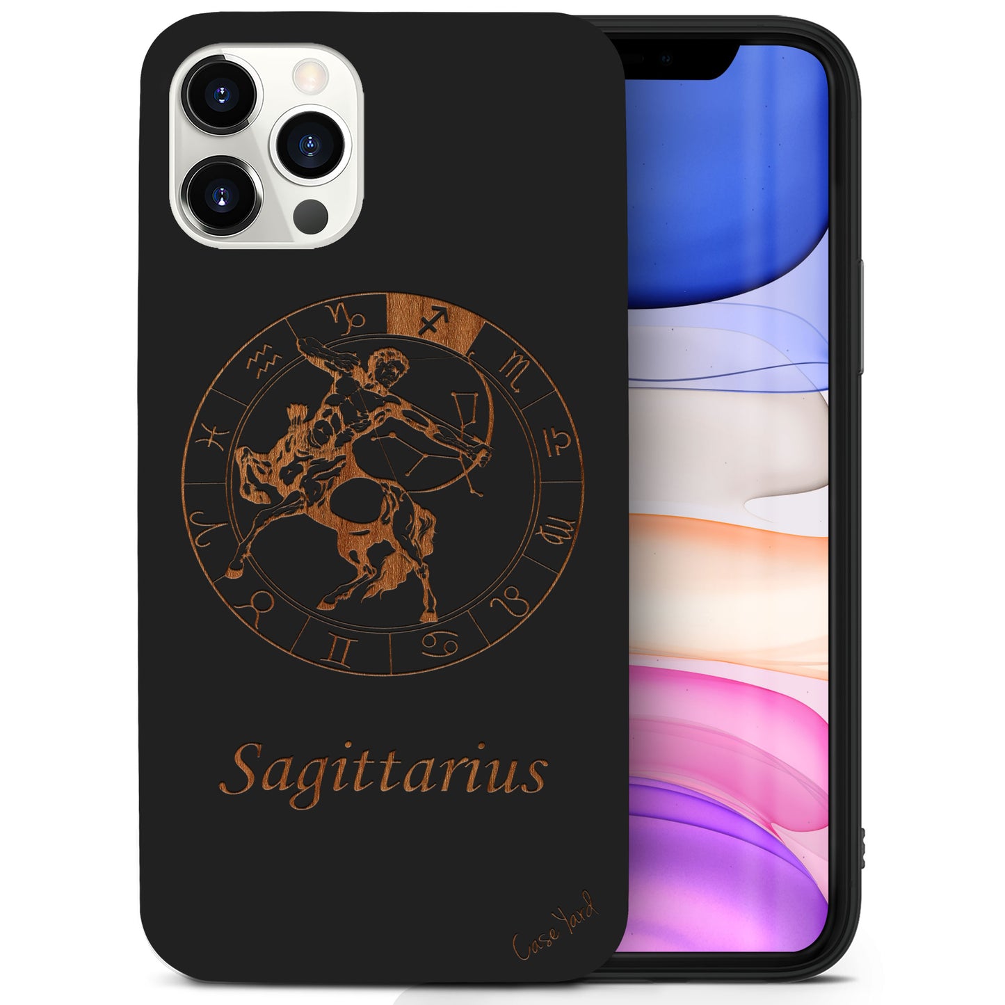 Sagittarius Sign Wooden Laser Engraved Phone Case for iPhone