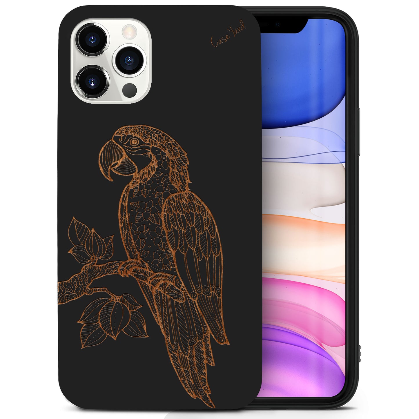 Ara Parrot Wooden Laser Engraved Phone Case for iPhone & Samsung Phones