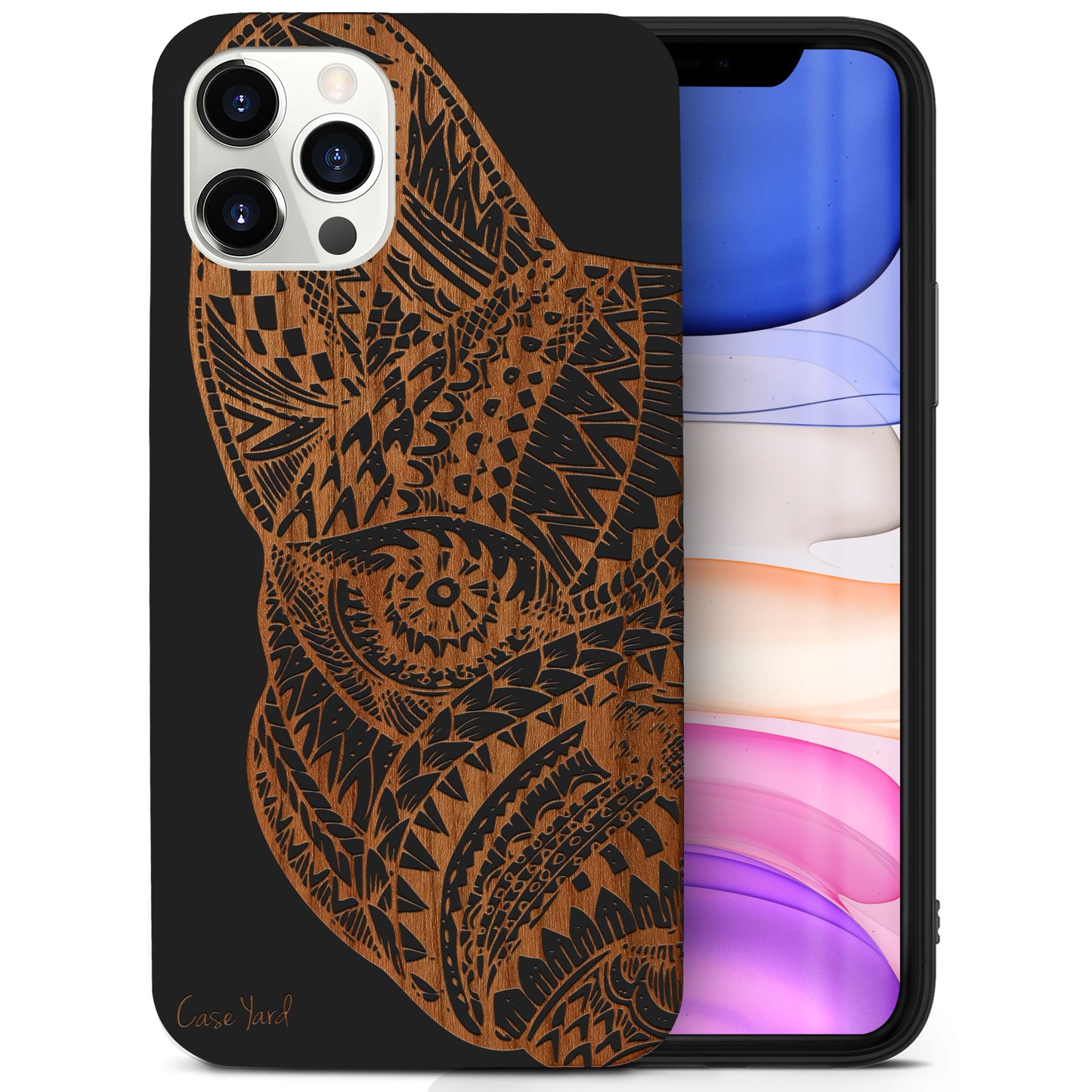 Pug Face Wooden Laser Engraved Phone Case for iPhone