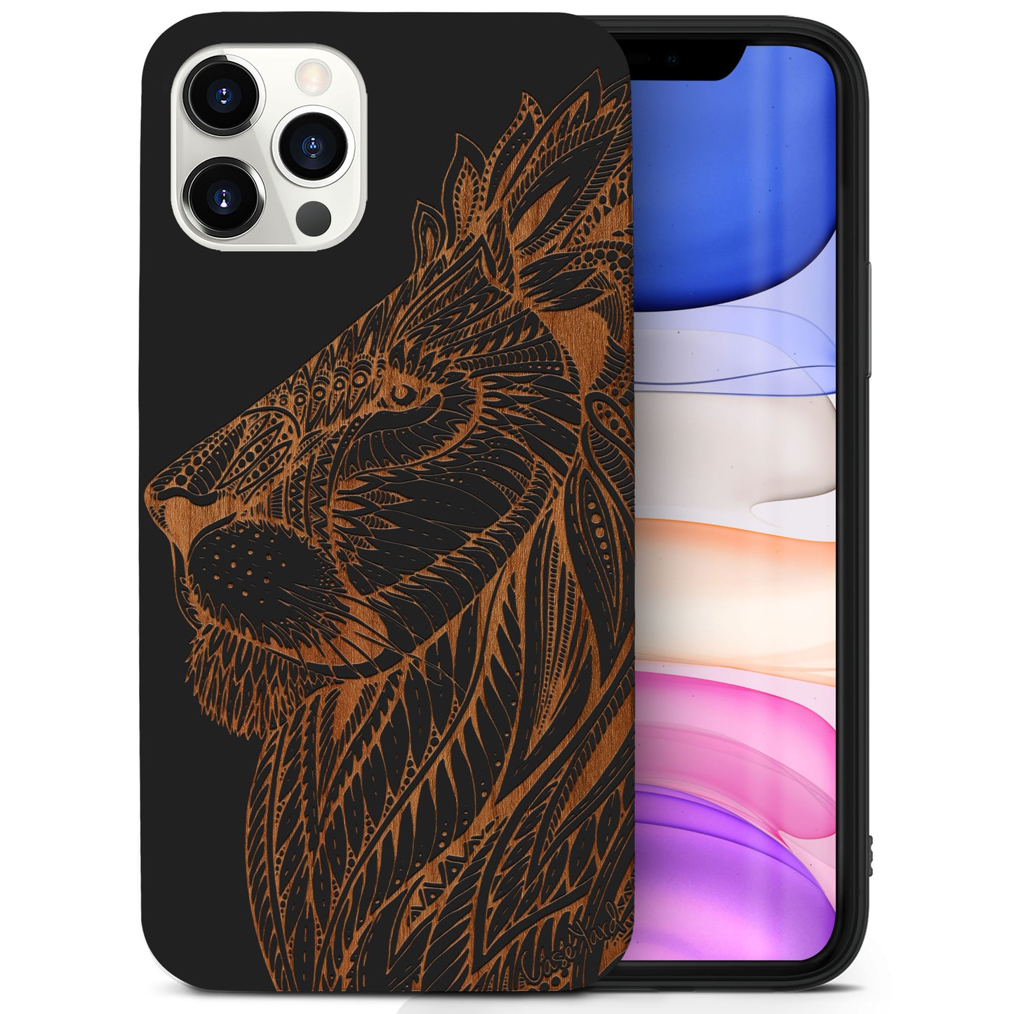 Tribal Lioness Wooden Laser Engraved Phone Case for iPhone